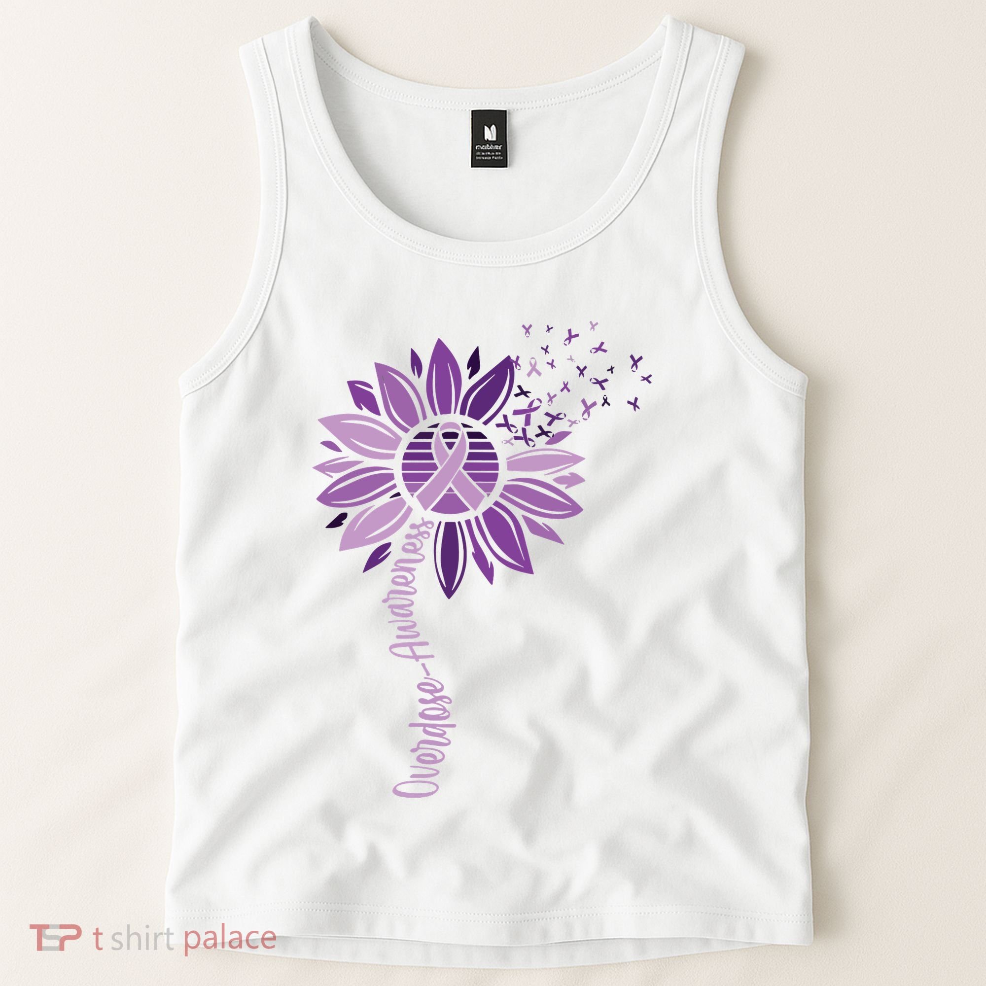 Sunflower Ribbons Overdose Awareness Tank Top