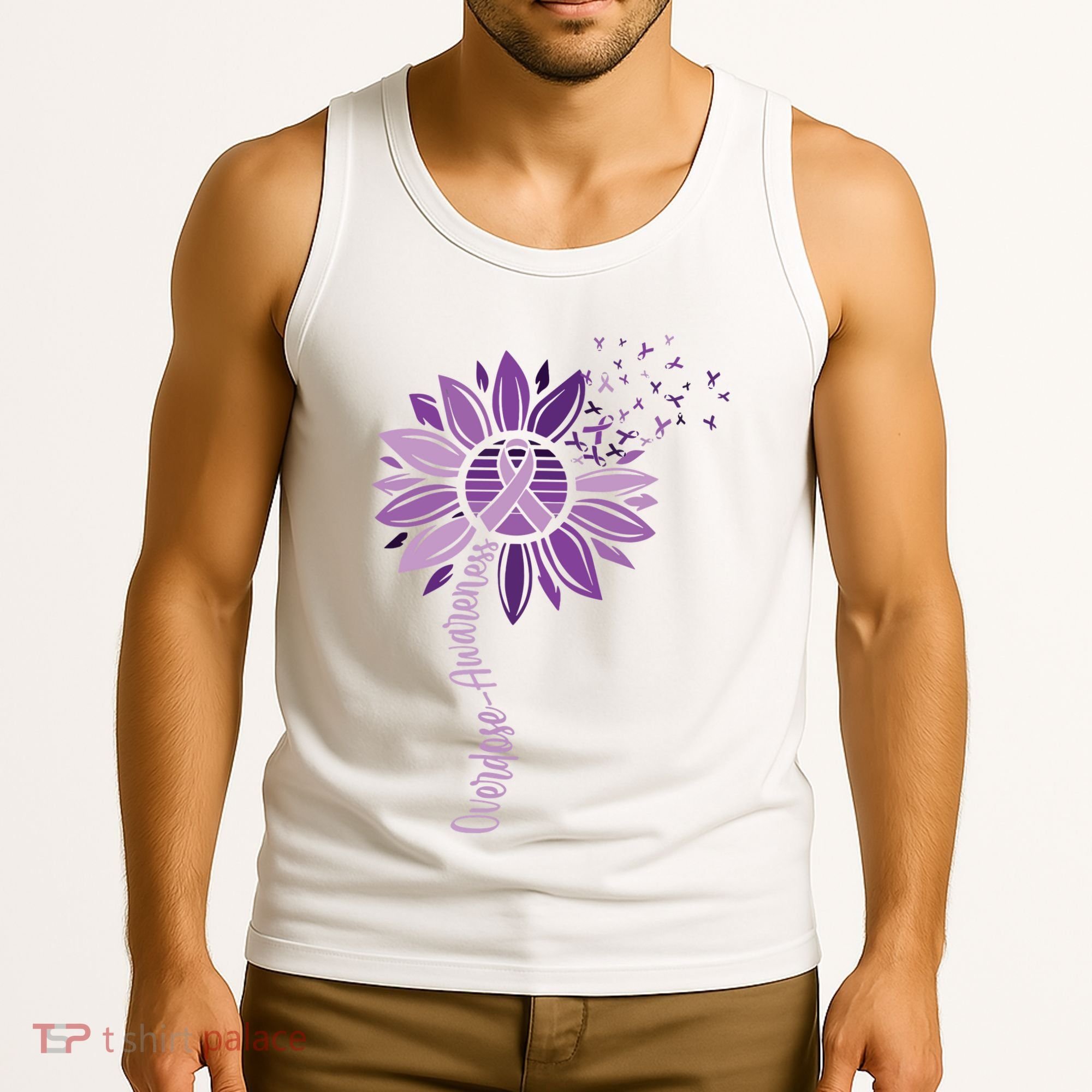 Sunflower Ribbons Overdose Awareness Tank Top