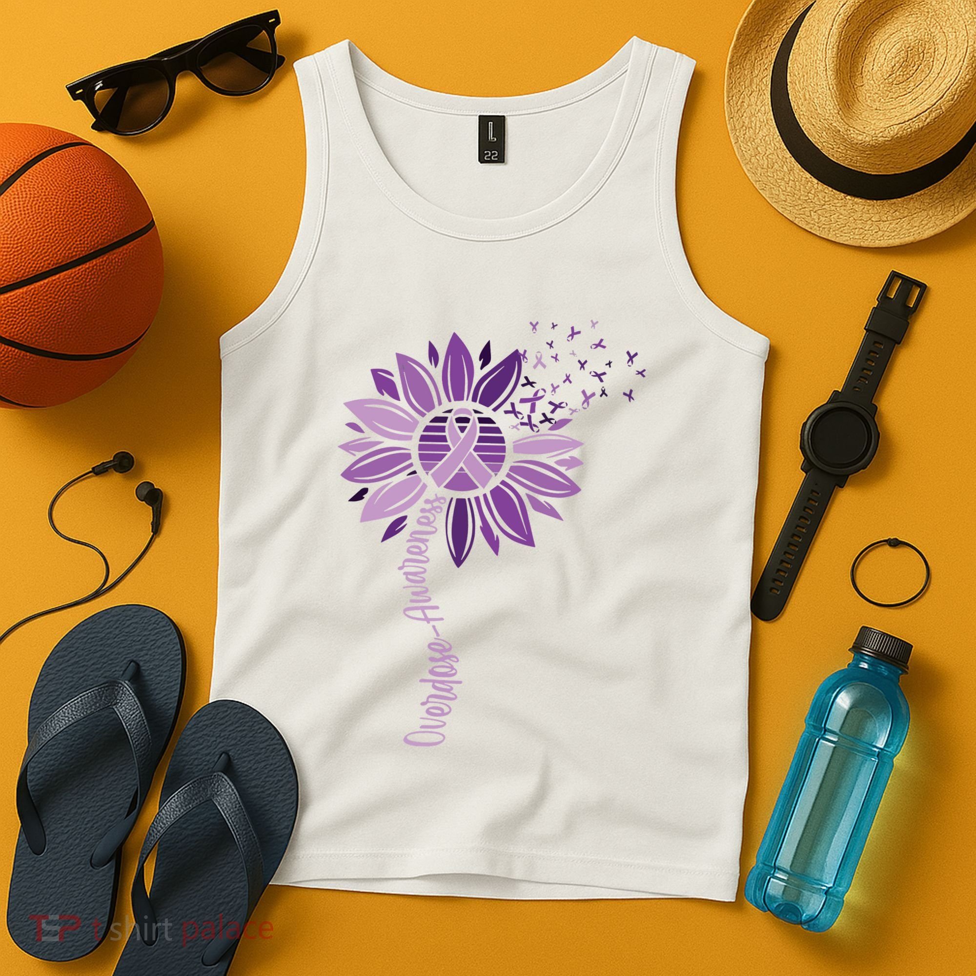 Sunflower Ribbons Overdose Awareness Tank Top