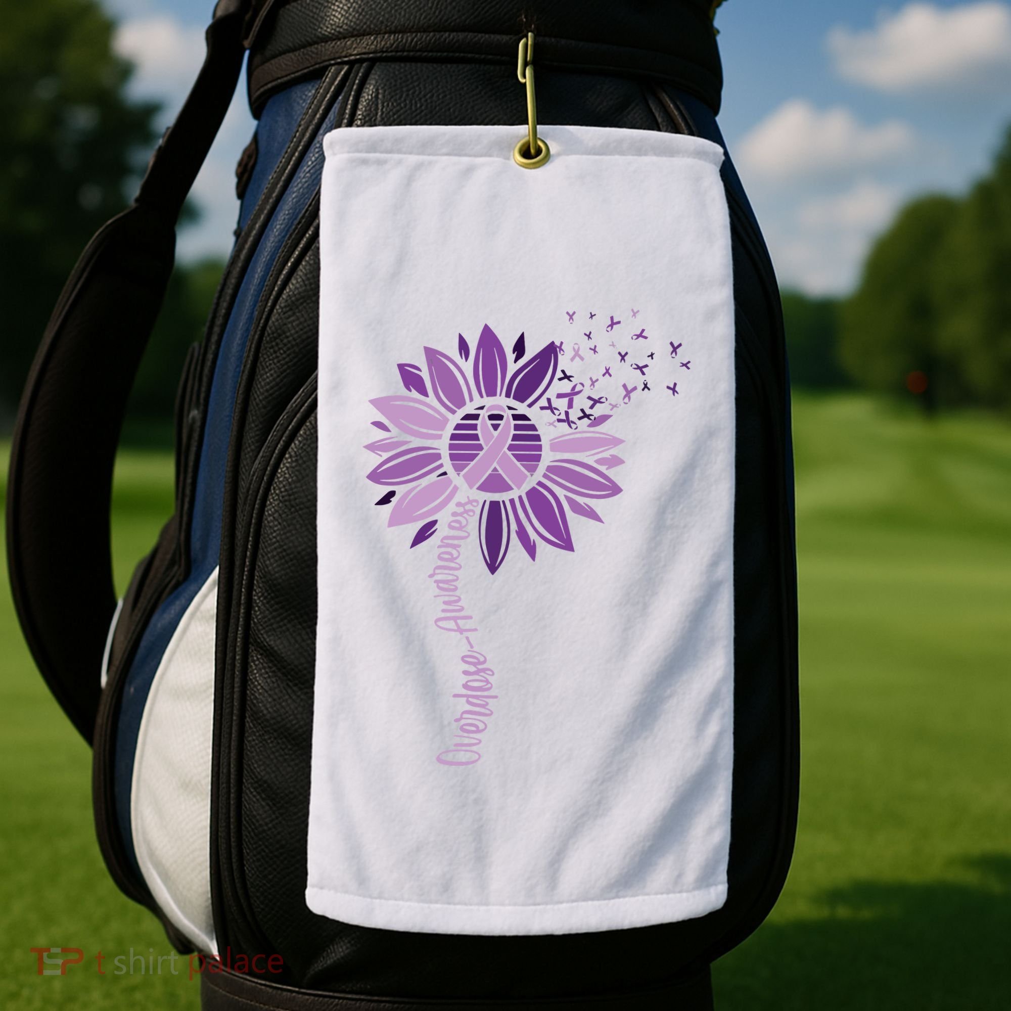 Sunflower Ribbons Overdose Awareness Golf Towel