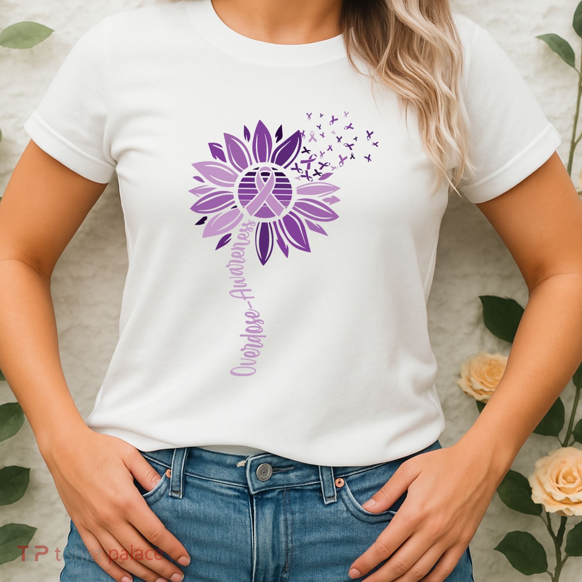 Sunflower Ribbons Overdose Awareness Women's T-Shirt