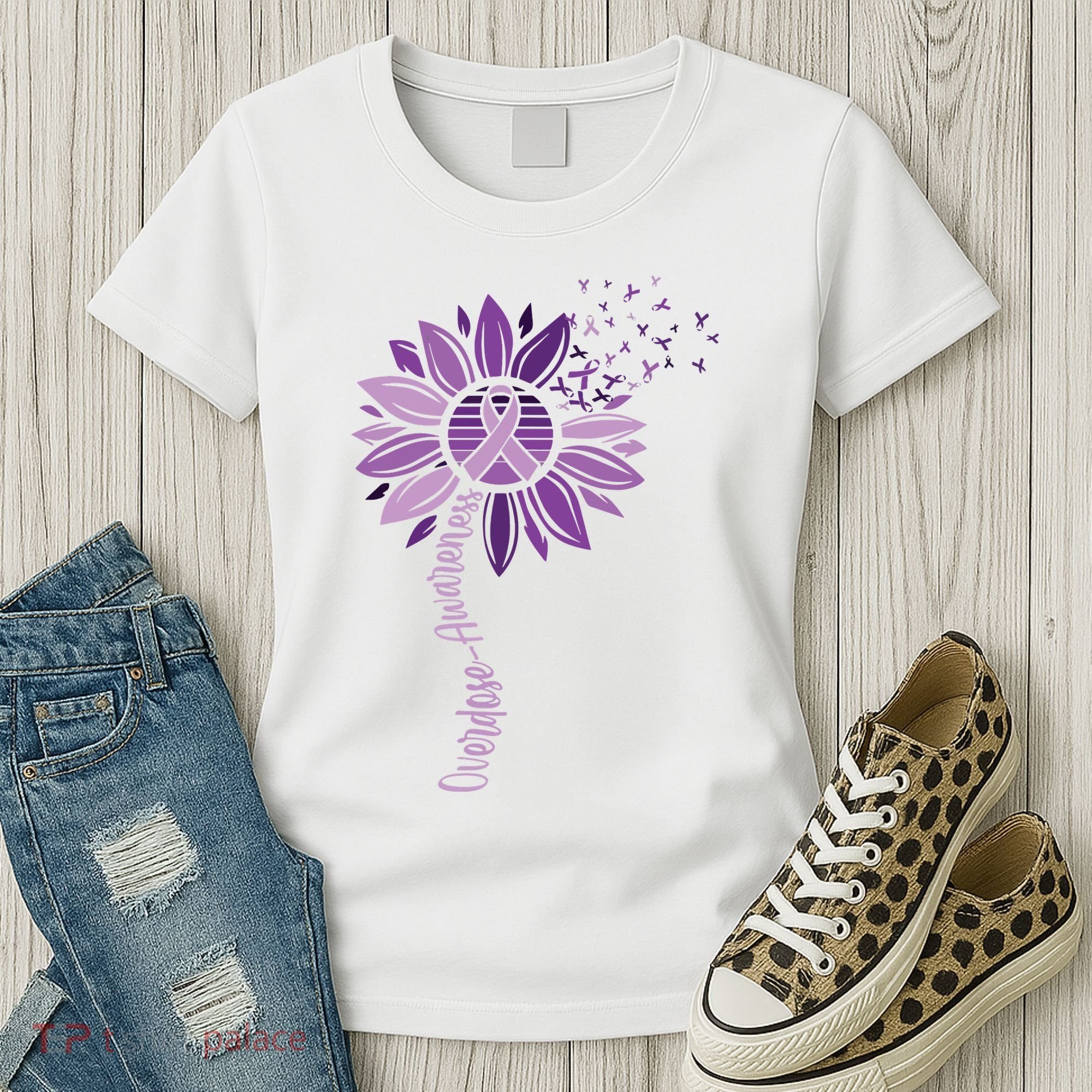 Sunflower Ribbons Overdose Awareness Women's T-Shirt