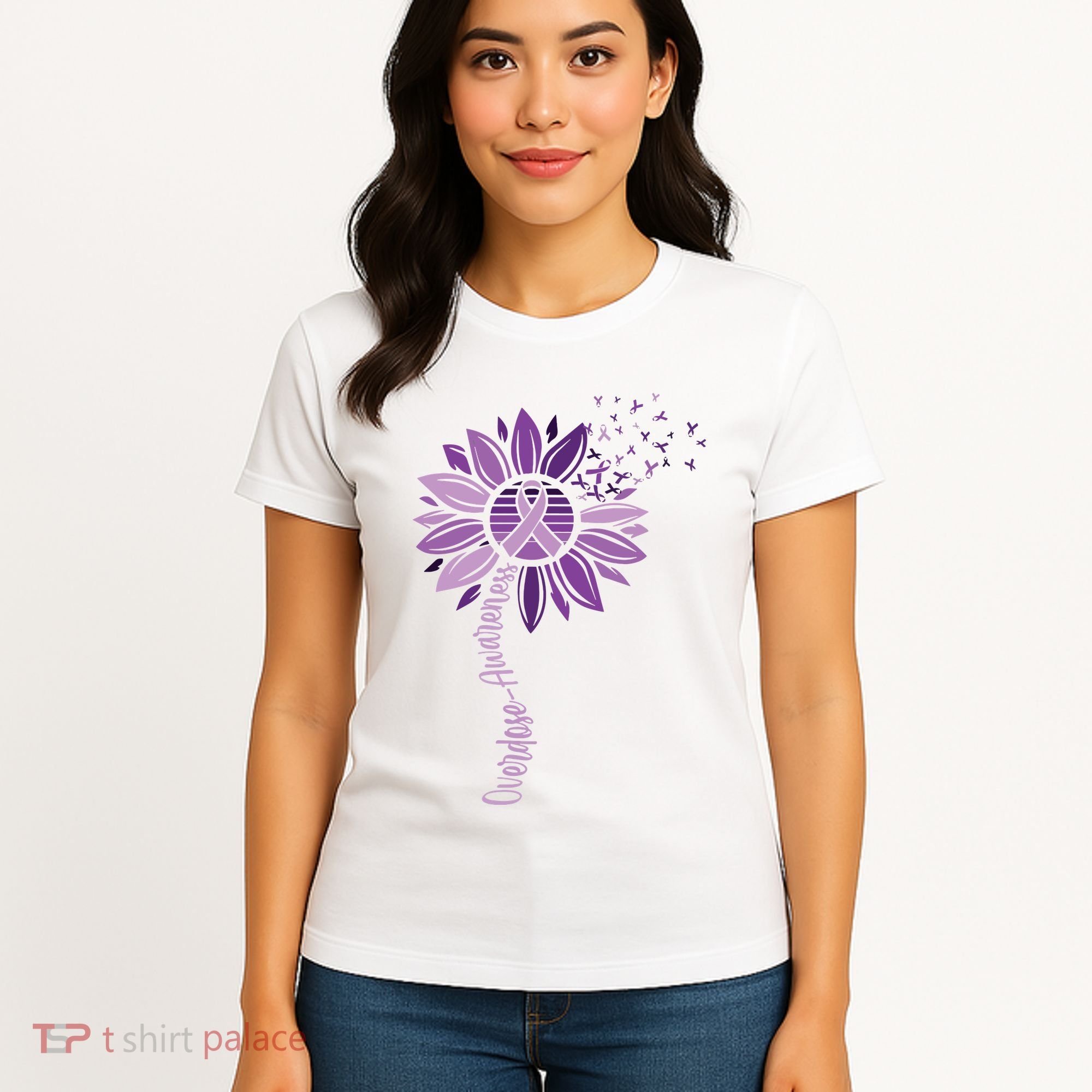 Sunflower Ribbons Overdose Awareness Women's T-Shirt