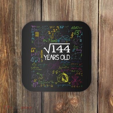 Square Root Of 144 12th Birthday Funny 12 Year Old Nerd Math Coaster
