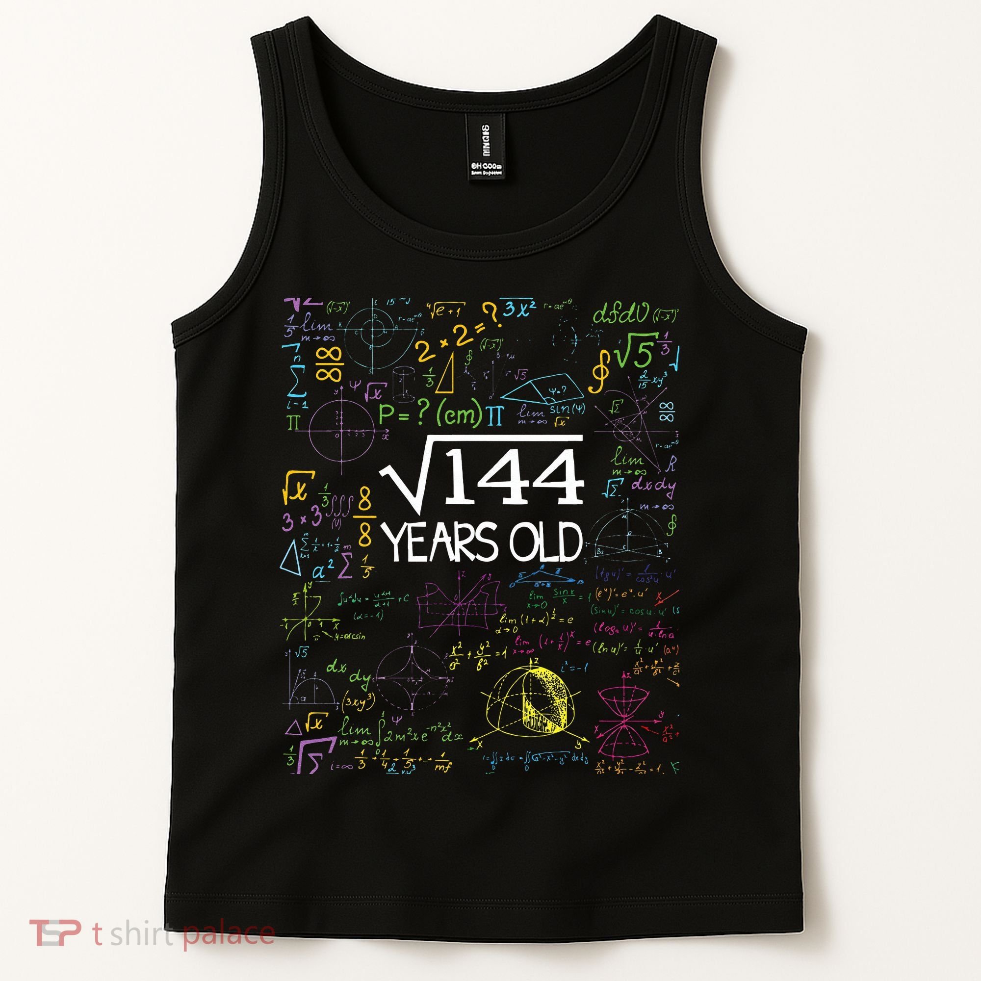 Square Root Of 144 12th Birthday Funny 12 Year Old Nerd Math Tank Top