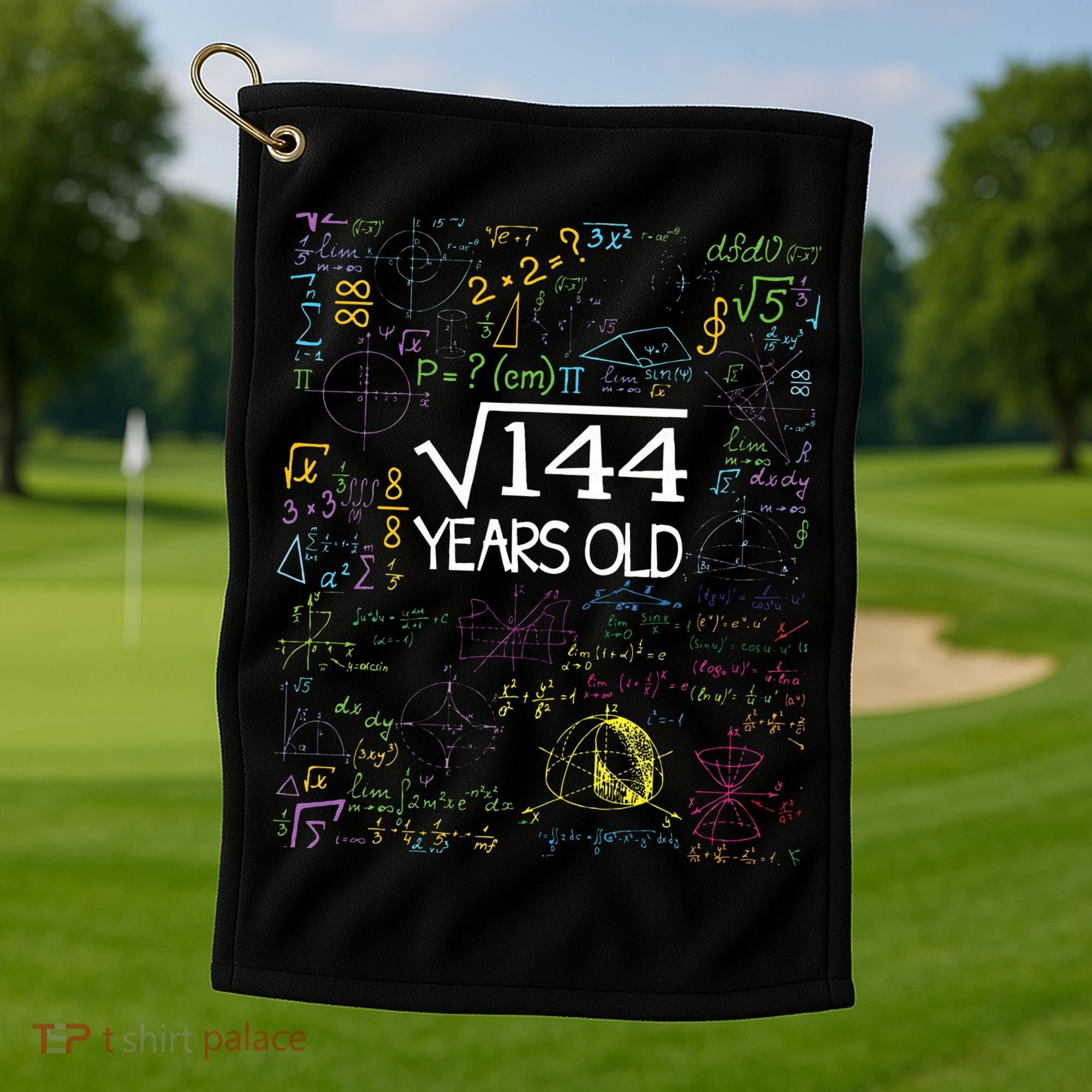 Square Root Of 144 12th Birthday Funny 12 Year Old Nerd Math Golf Towel