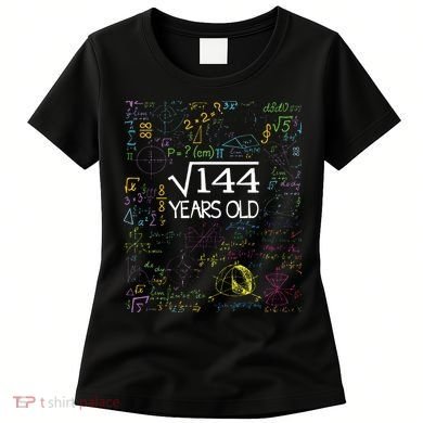 Square Root Of 144 12th Birthday Funny 12 Year Old Nerd Math Women's T-Shirt