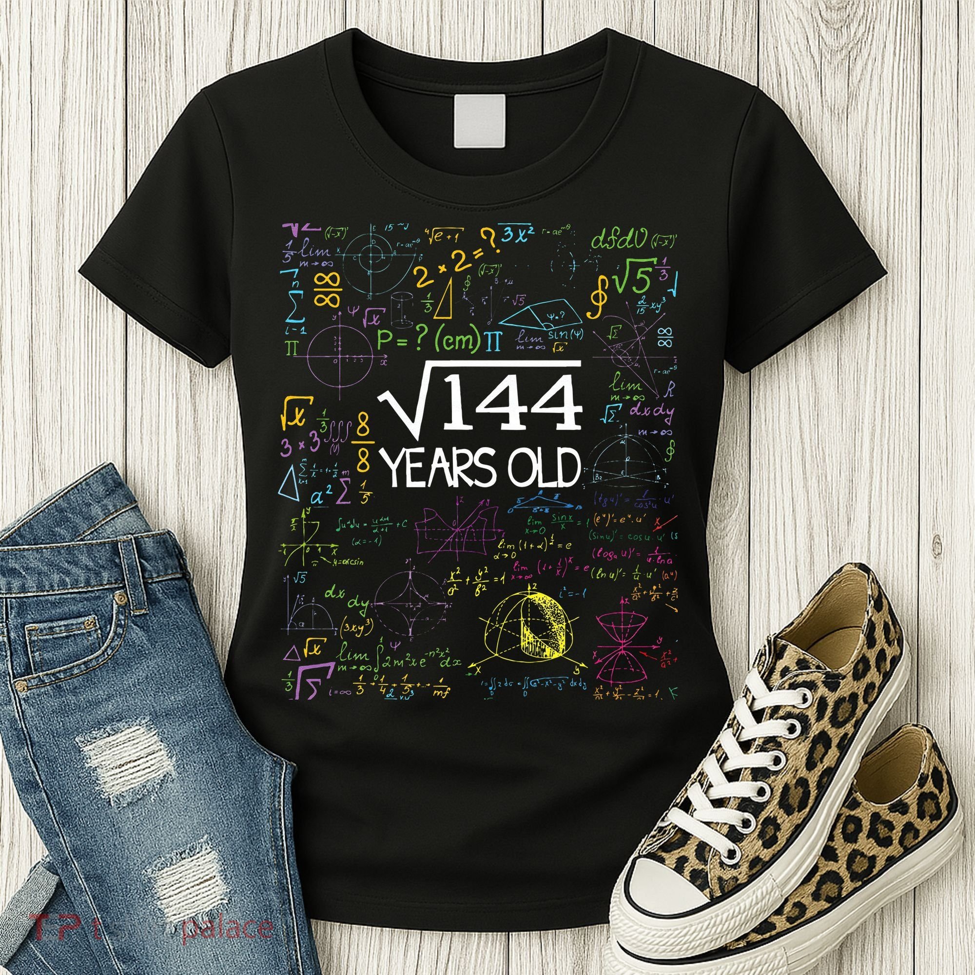 Square Root Of 144 12th Birthday Funny 12 Year Old Nerd Math Women's T-Shirt