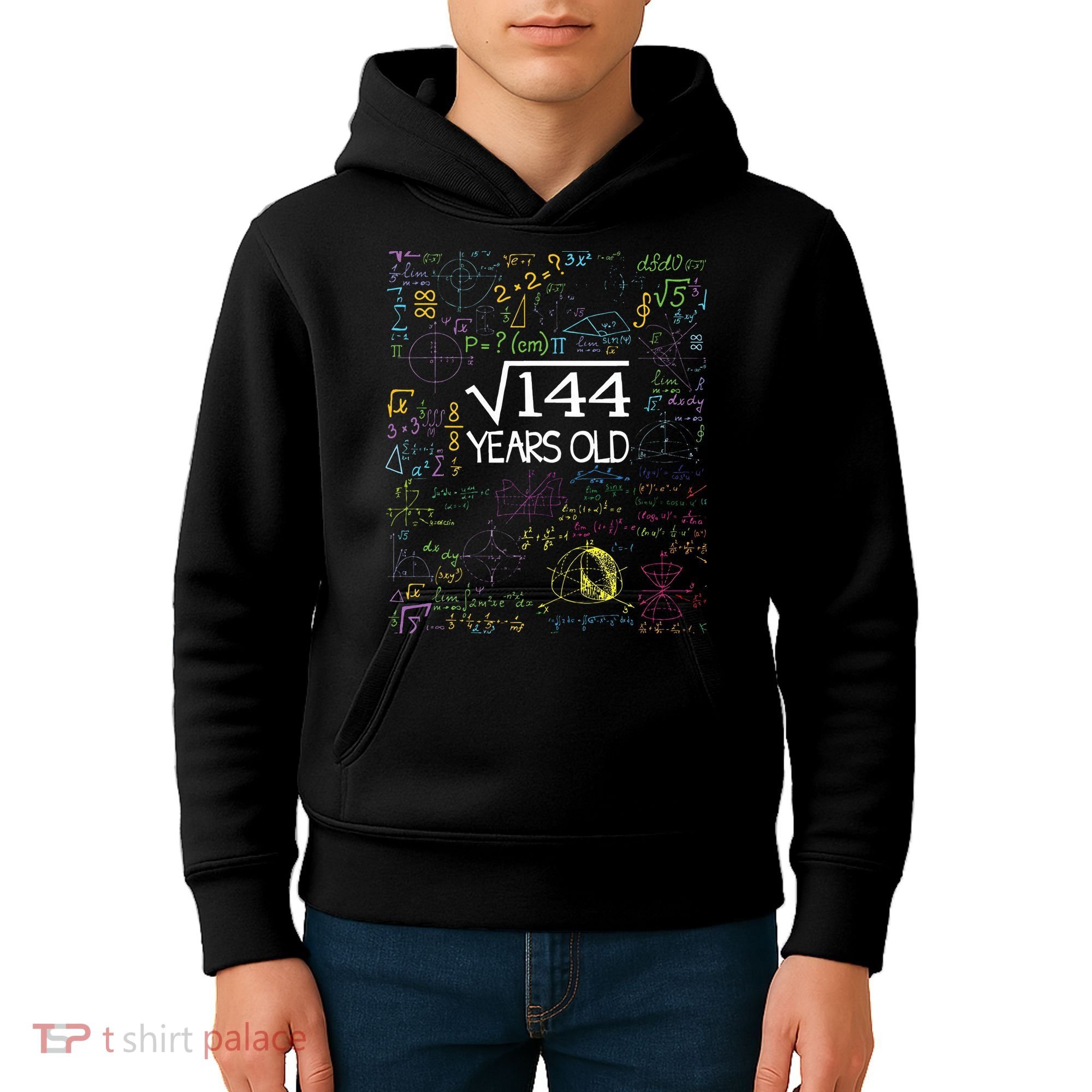 Square Root Of 144 12th Birthday Funny 12 Year Old Nerd Math Kids Hoodie