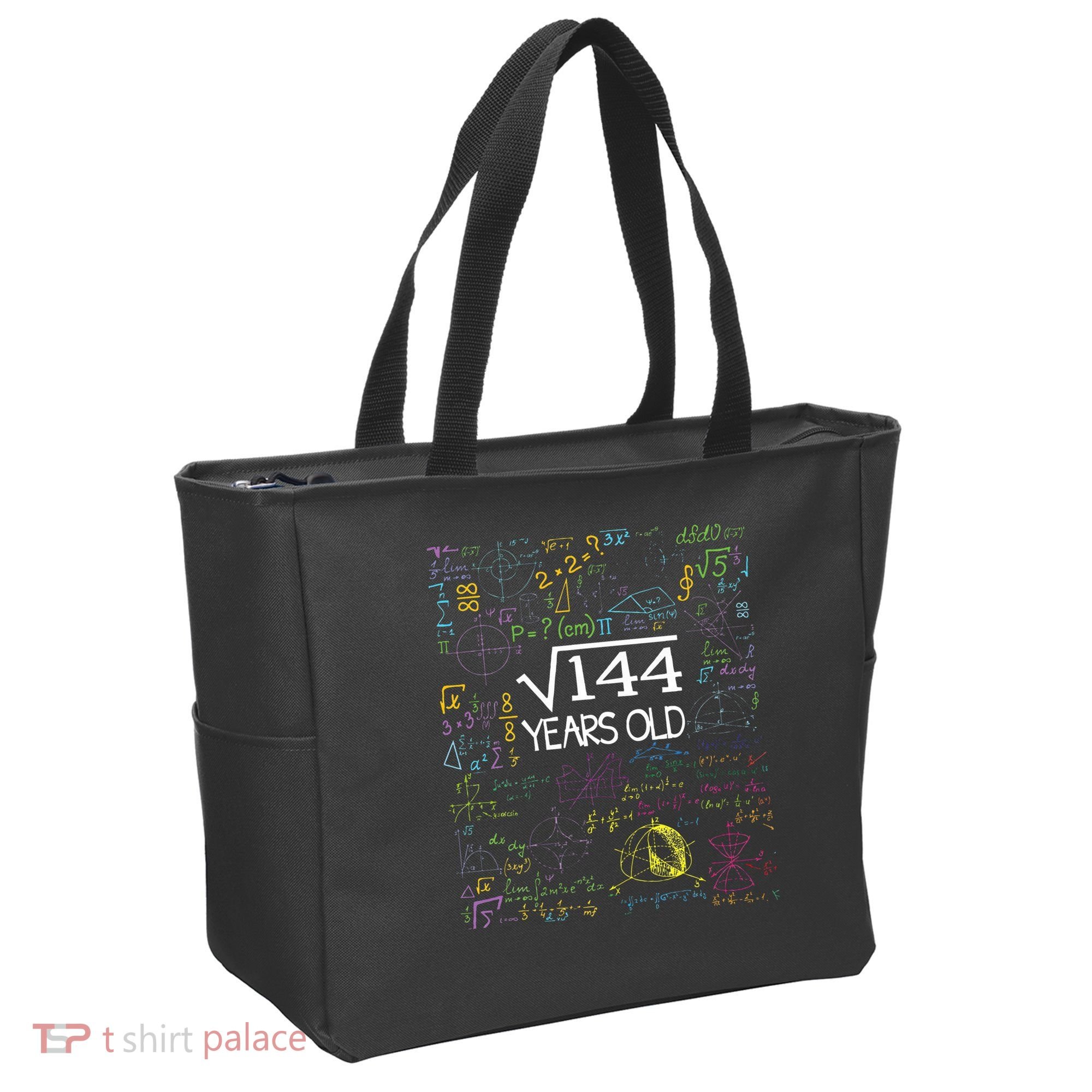 Square Root Of 144 12th Birthday Funny 12 Year Old Nerd Math Tote Bag