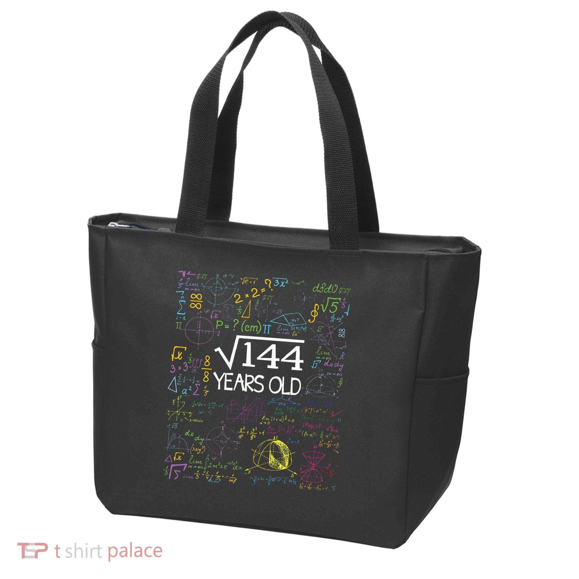 Square Root Of 144 12th Birthday Funny 12 Year Old Nerd Math Tote Bag