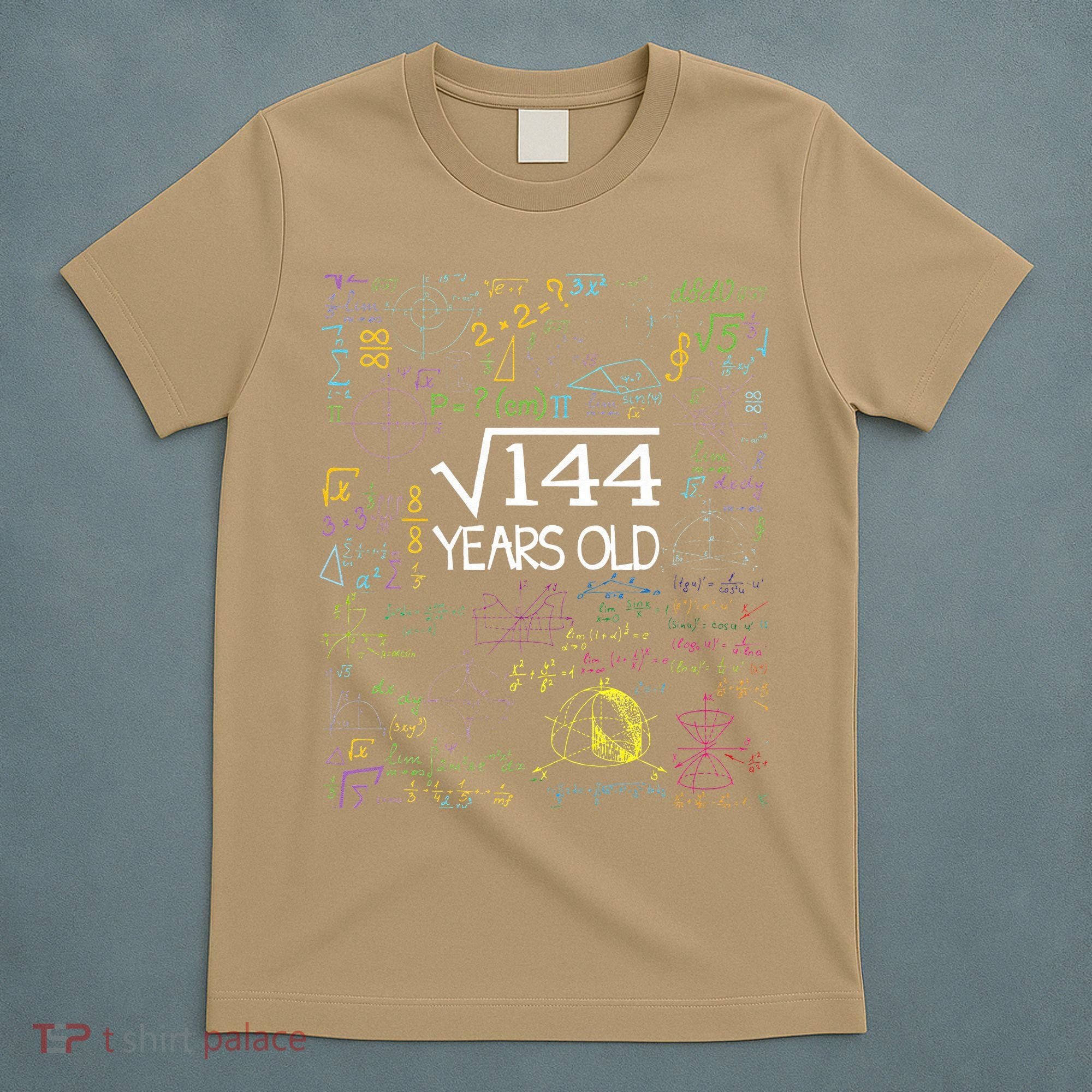 Square Root Of 144 12th Birthday Funny 12 Year Old Nerd Math T-Shirt