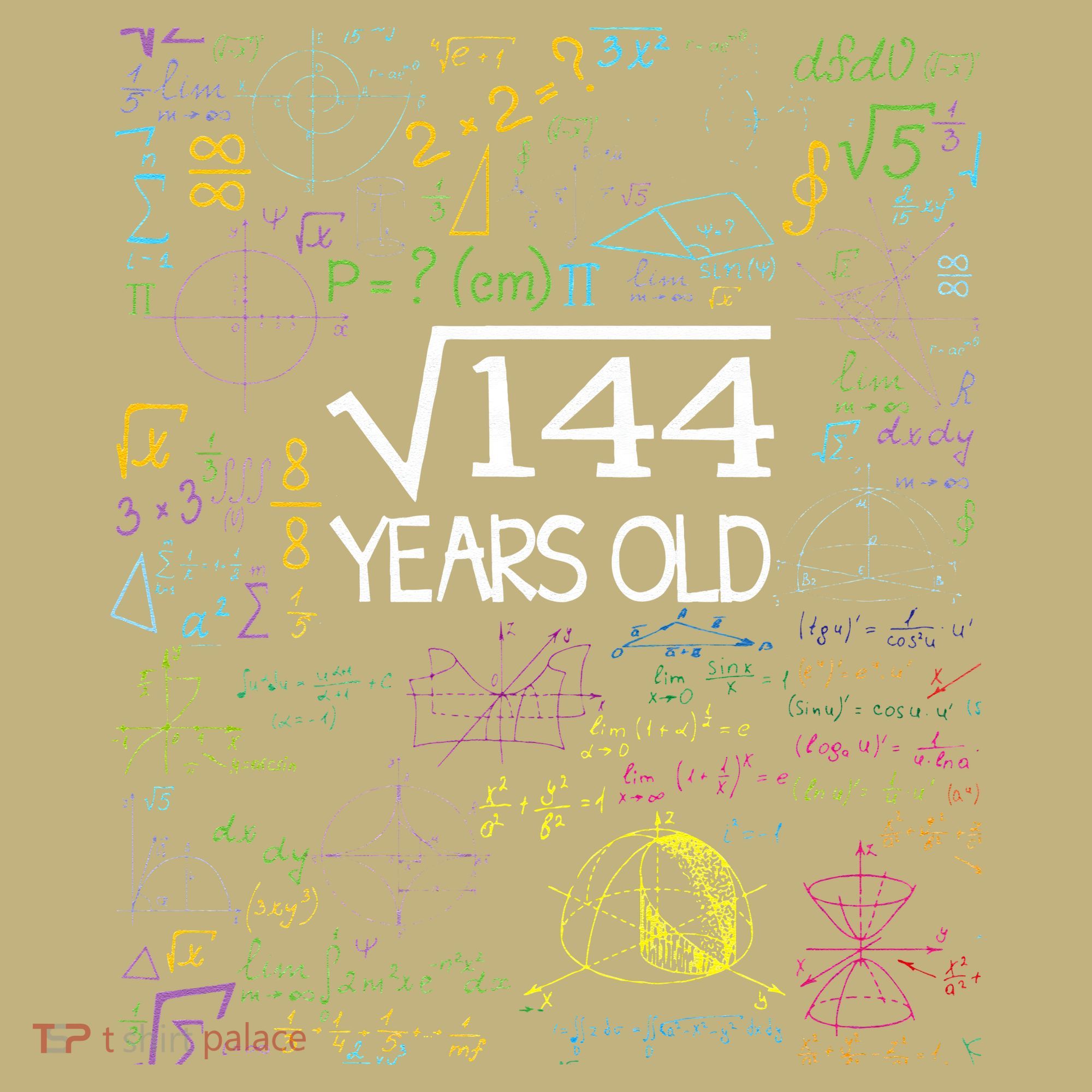 Square Root Of 144 12th Birthday Funny 12 Year Old Nerd Math T-Shirt