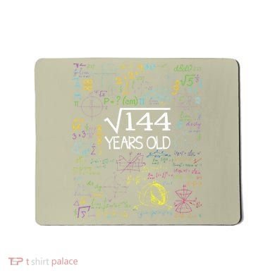Square Root Of 144 12th Birthday Funny 12 Year Old Nerd Math Mousepad