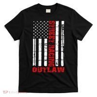 Street Racing Outlaw Flag American Drag Racing T-Shirt thumb 0
