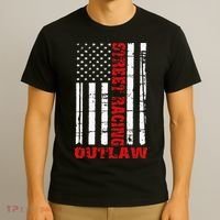 Street Racing Outlaw Flag American Drag Racing T-Shirt thumb 3