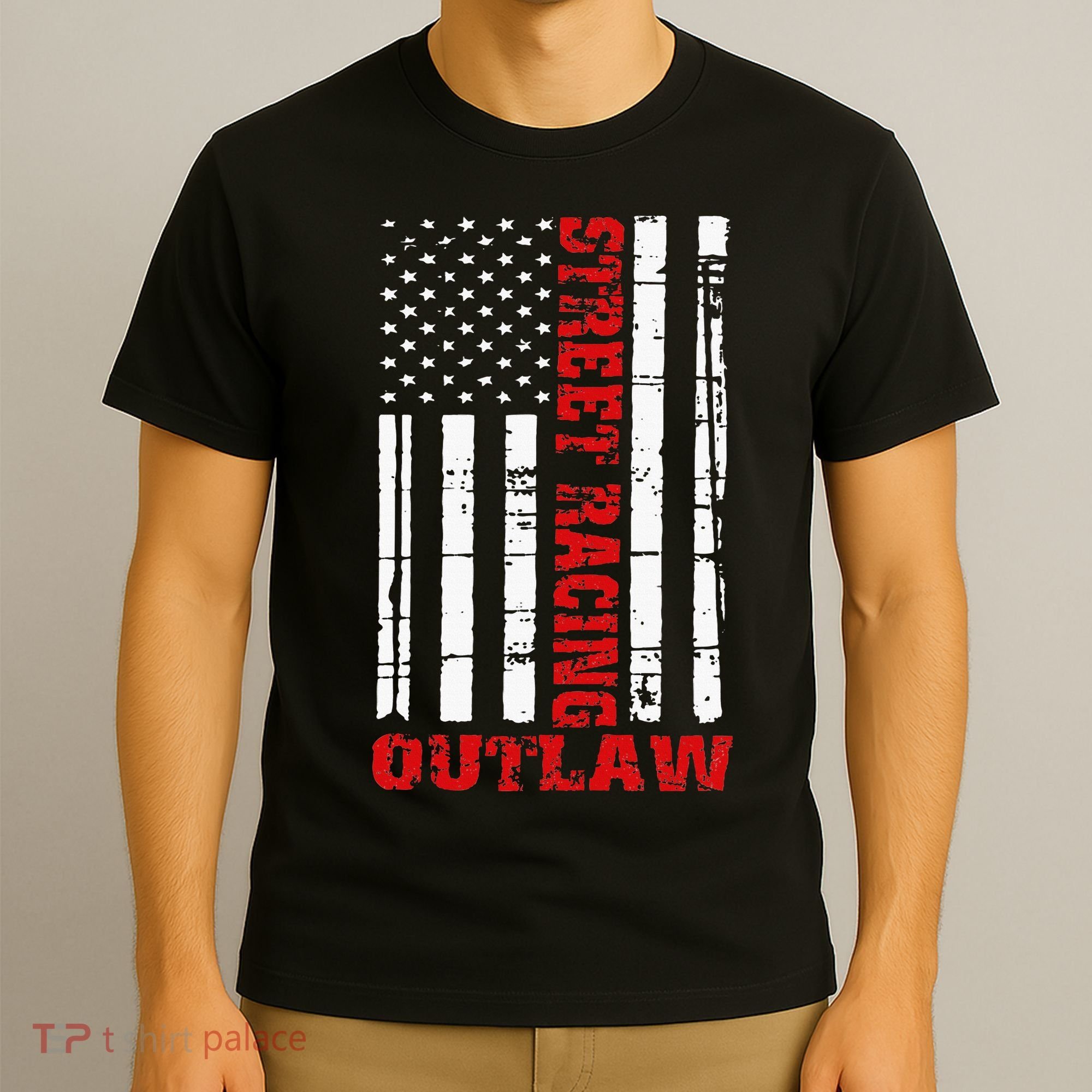 Street Racing Outlaw Flag American Drag Racing T-Shirt