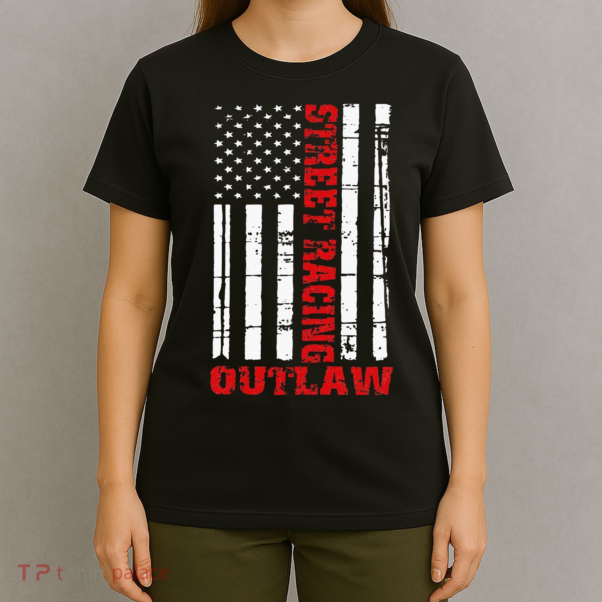 Street Racing Outlaw Flag American Drag Racing T-Shirt
