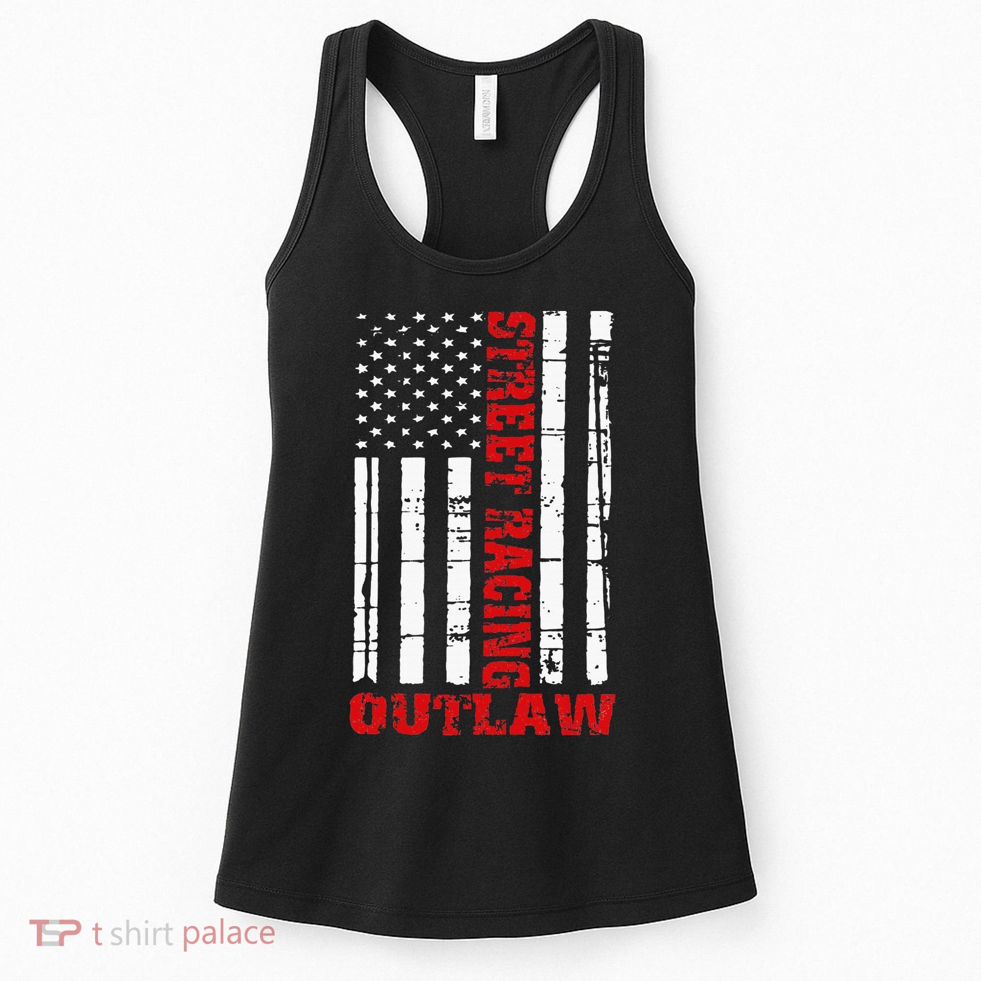 Street Racing Outlaw Flag American Drag Racing Women's Tank Top