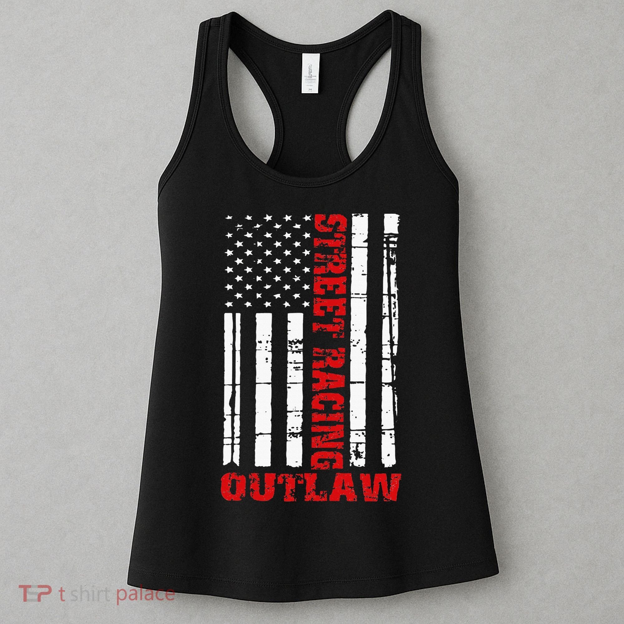 Street Racing Outlaw Flag American Drag Racing Women's Tank Top