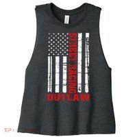 Street Racing Outlaw Flag American Drag Racing Women's Racerback Cropped Tank thumb 0