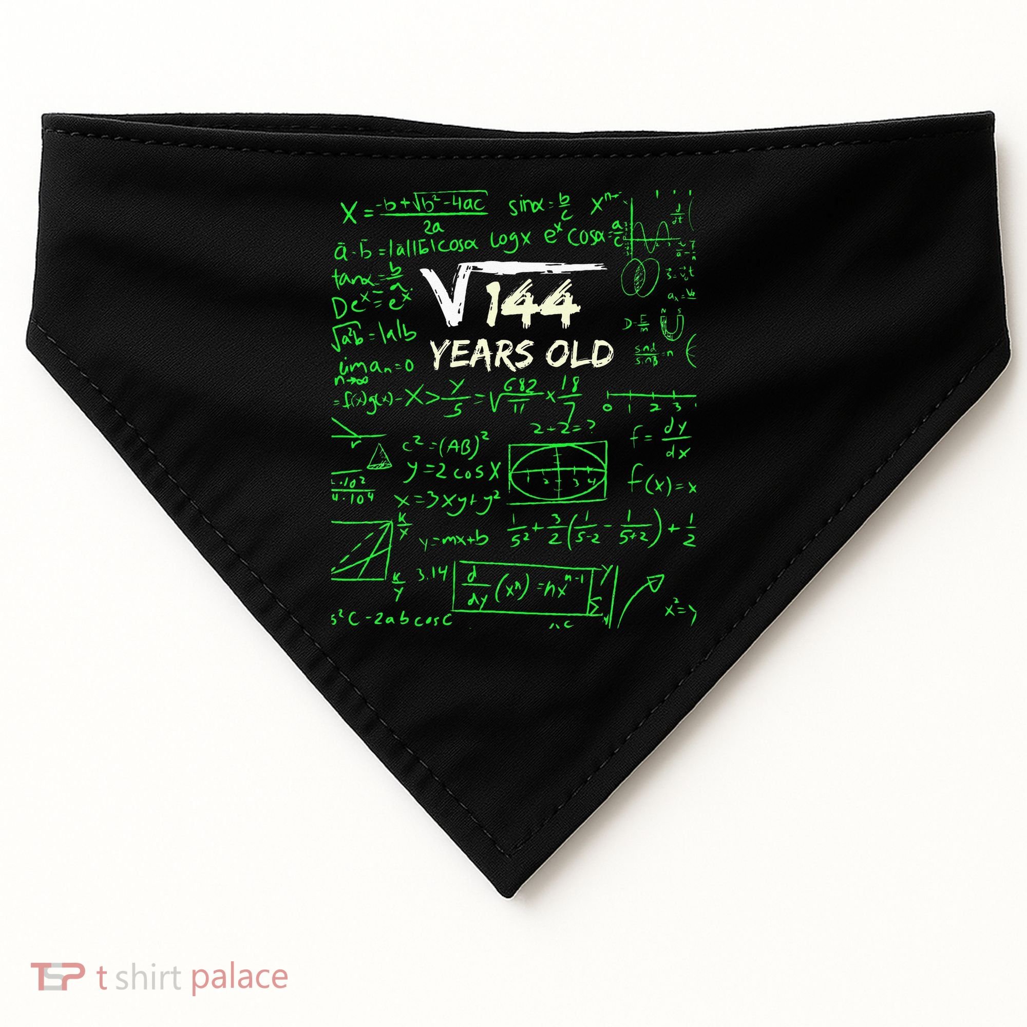 Square Root Of 144 12th Birthday 12 Years Old Gift USA-Made Doggie Bandana