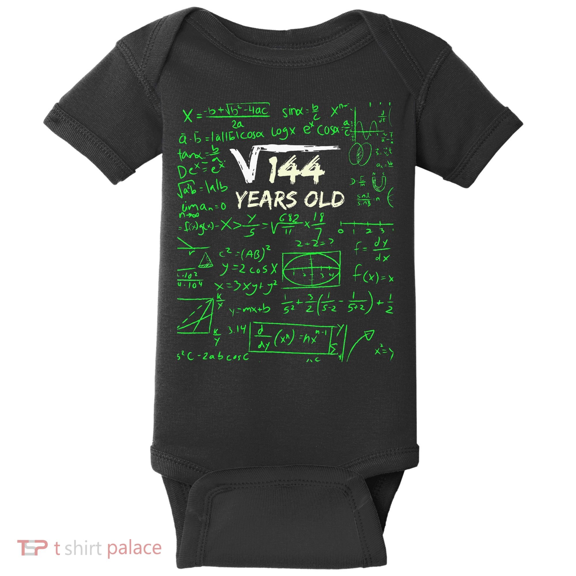 Square Root Of 144 12th Birthday 12 Years Old Gift Baby Bodysuit