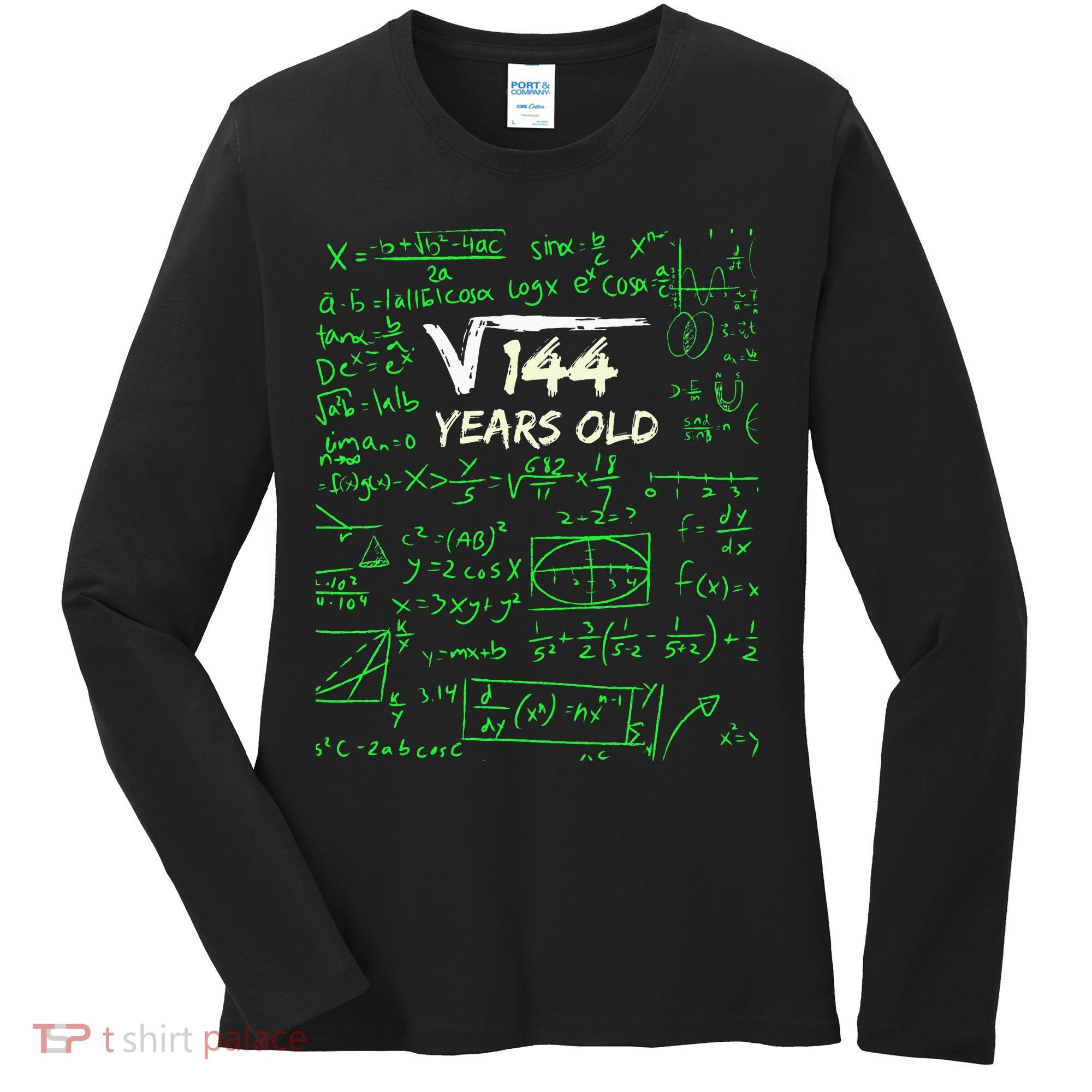 Square Root Of 144 12th Birthday 12 Years Old Gift Women's Long Sleeve Shirt