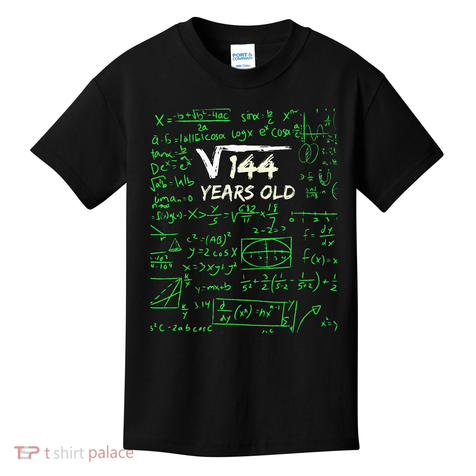Square Root Of 144 12th Birthday 12 Years Old Gift Kids T-Shirt