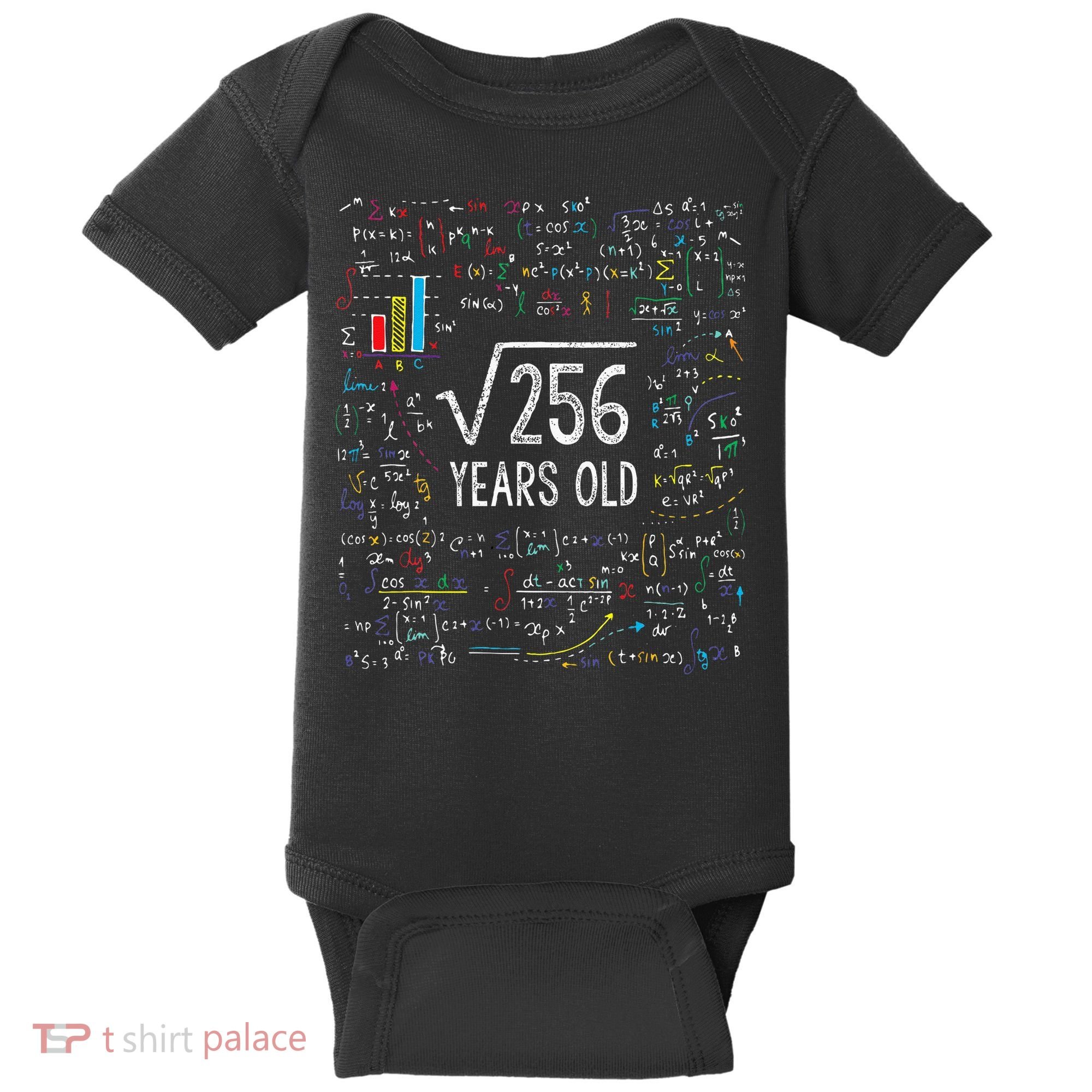 Square Root Of 256 16th Birthday 16 Year Old Gifts Math Bday Baby Bodysuit