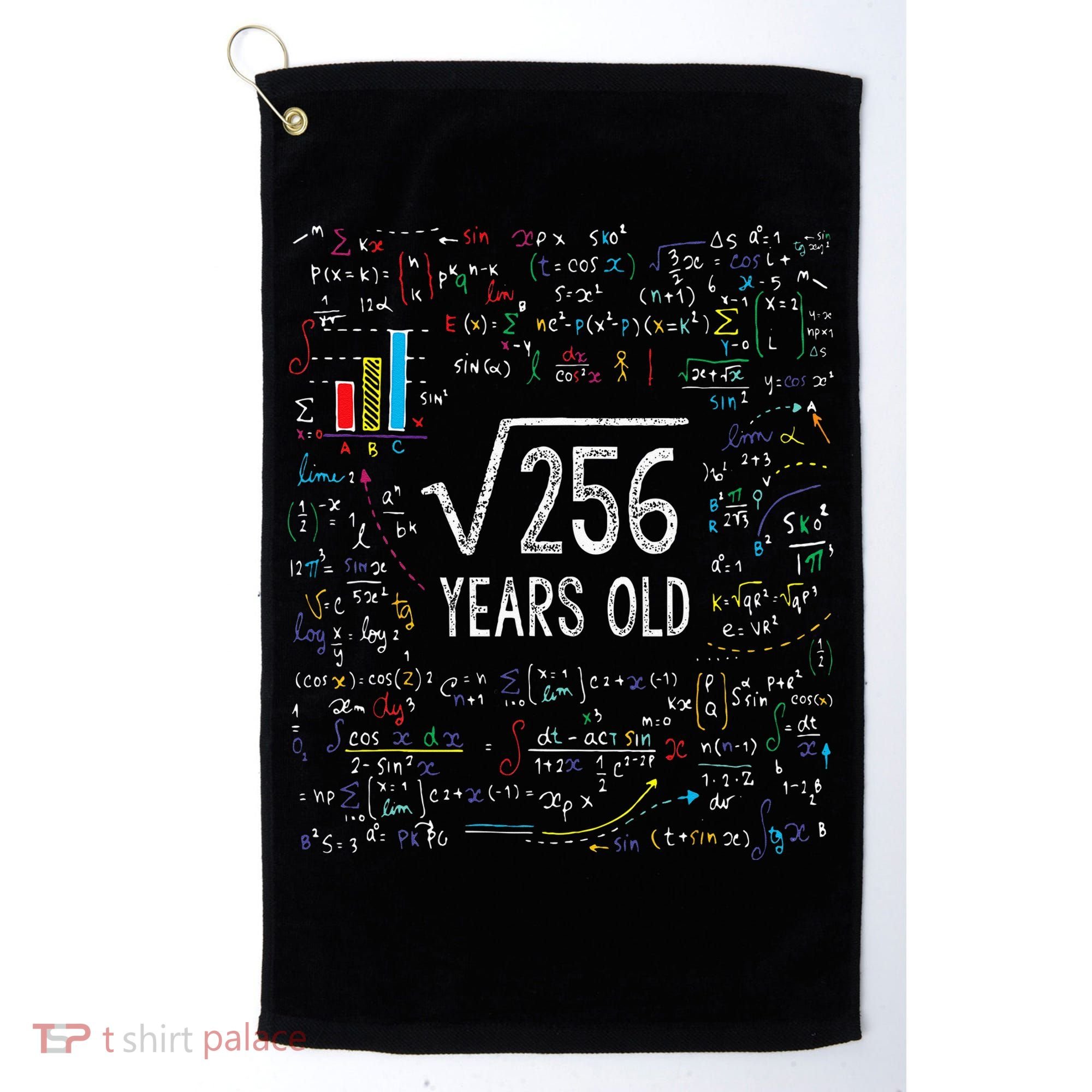 Square Root Of 256 16th Birthday 16 Year Old Gifts Math Bday Golf Towel