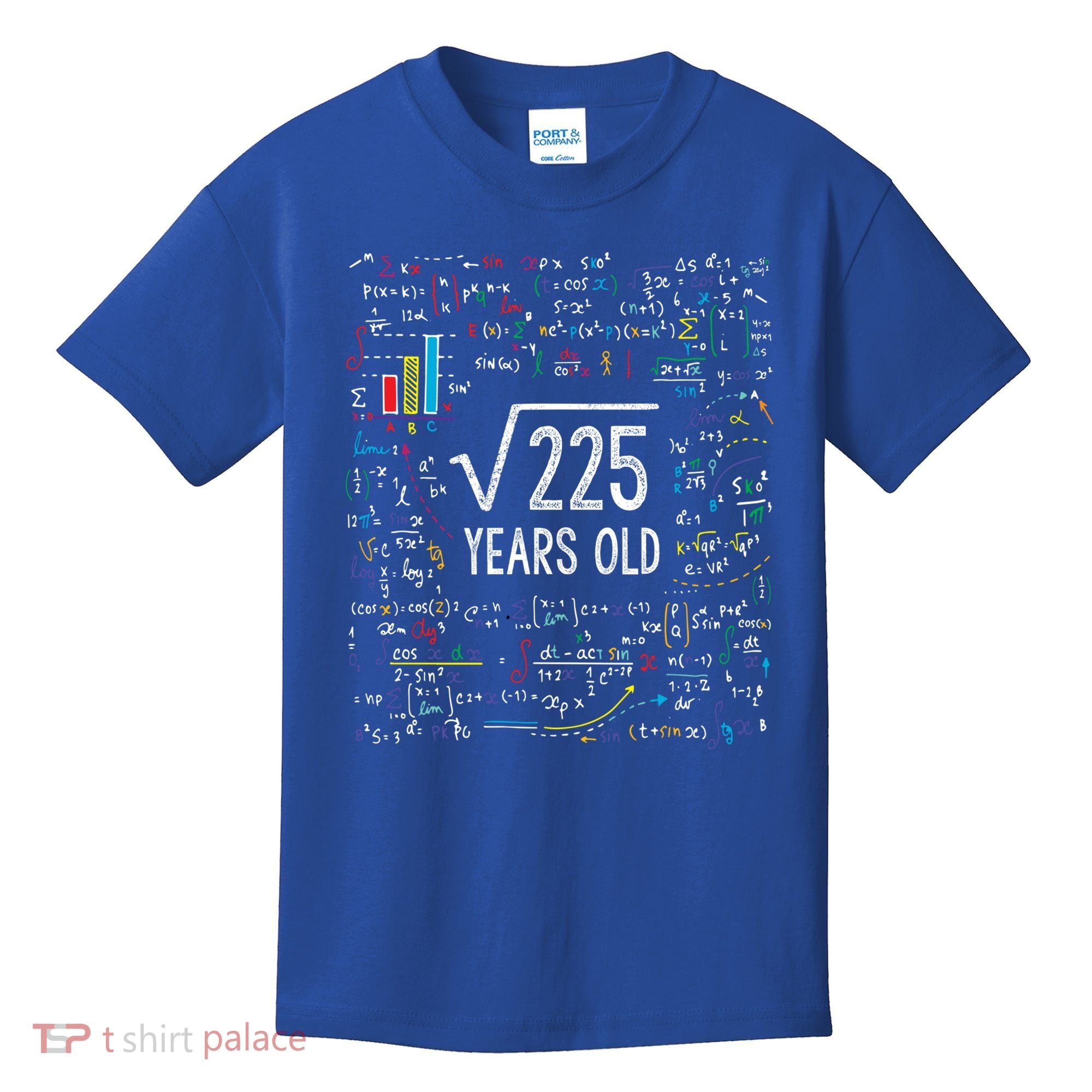 Square Root Of 225 15th Birthday Gift 15 Year Old Gifts Math Bday Gift Kids T-Shirt