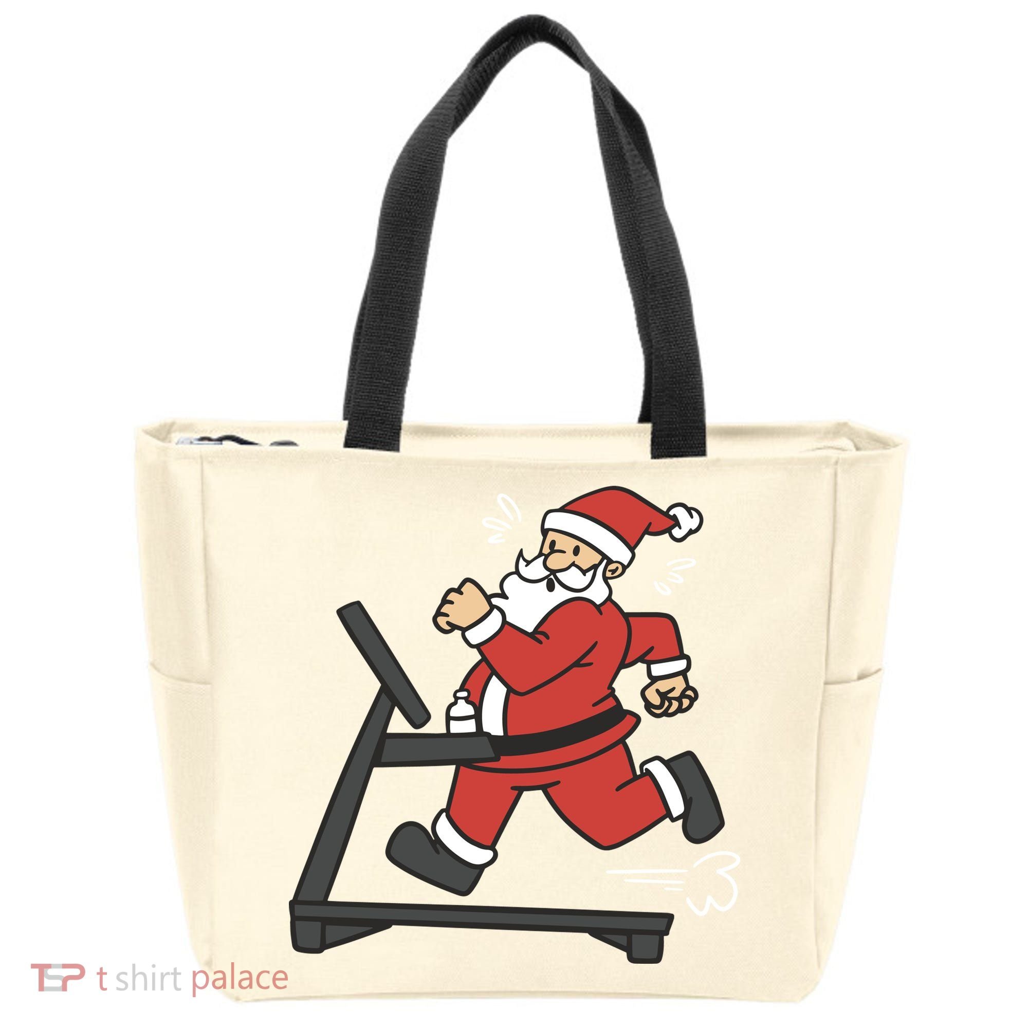 Santa Running On Treadmill Funny Fitness Tote Bag