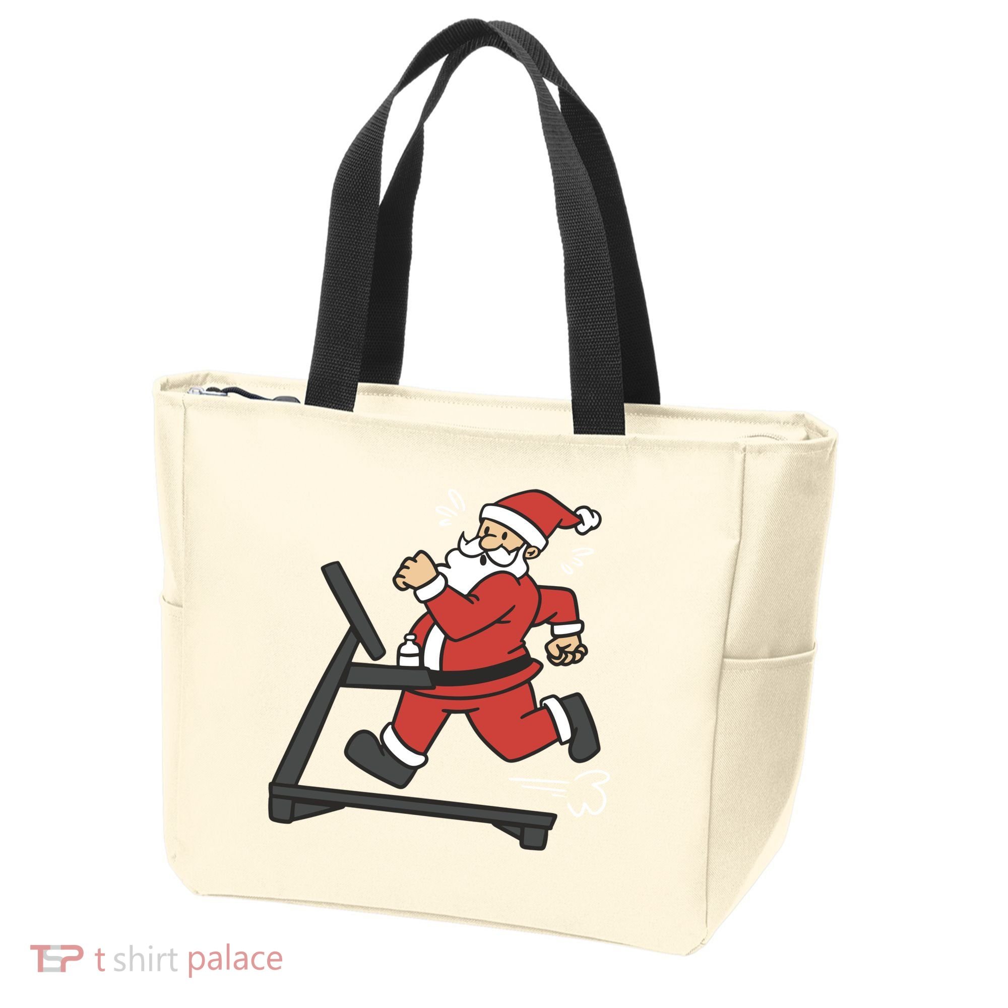 Santa Running On Treadmill Funny Fitness Tote Bag