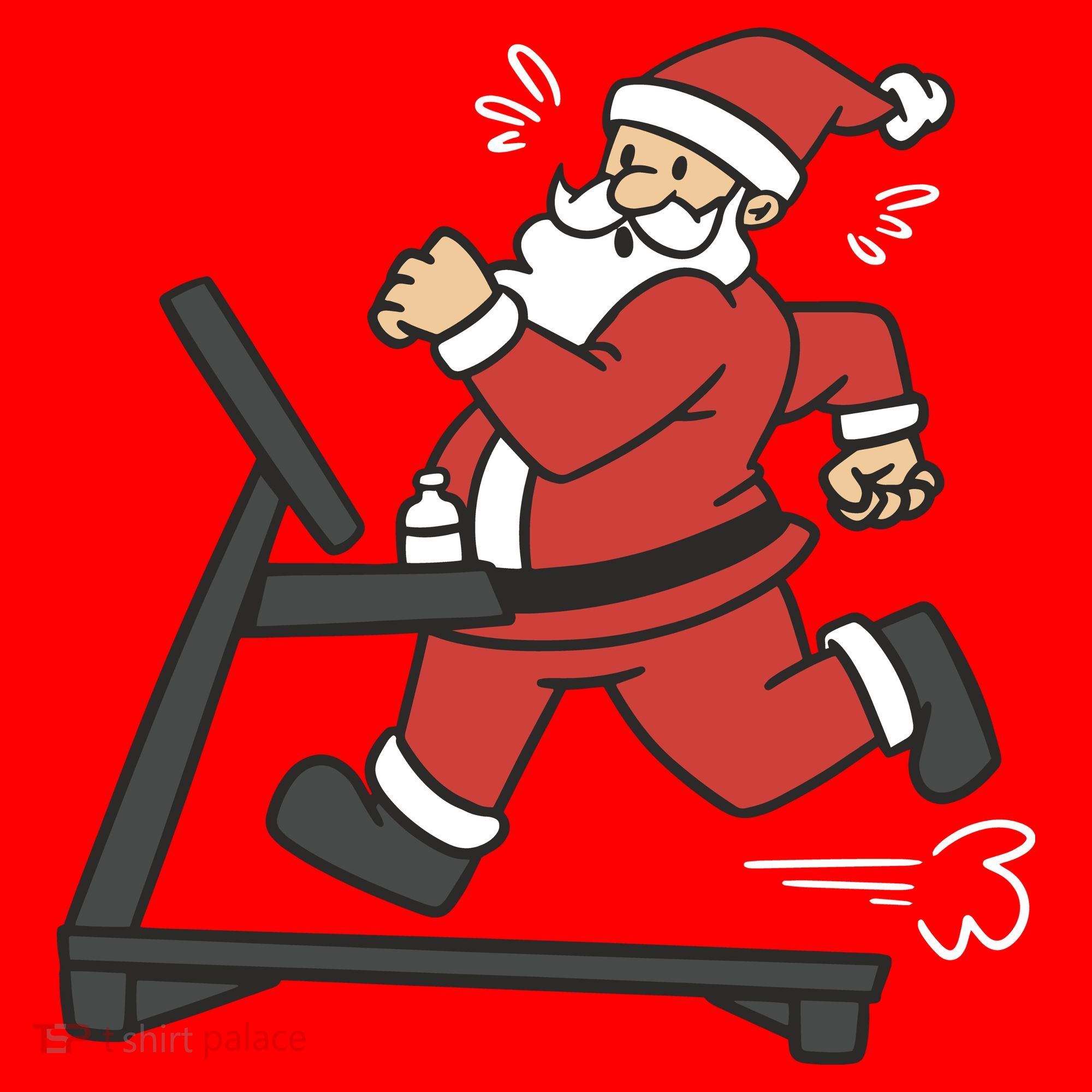 Santa Running On Treadmill Funny Fitness Santa Hat