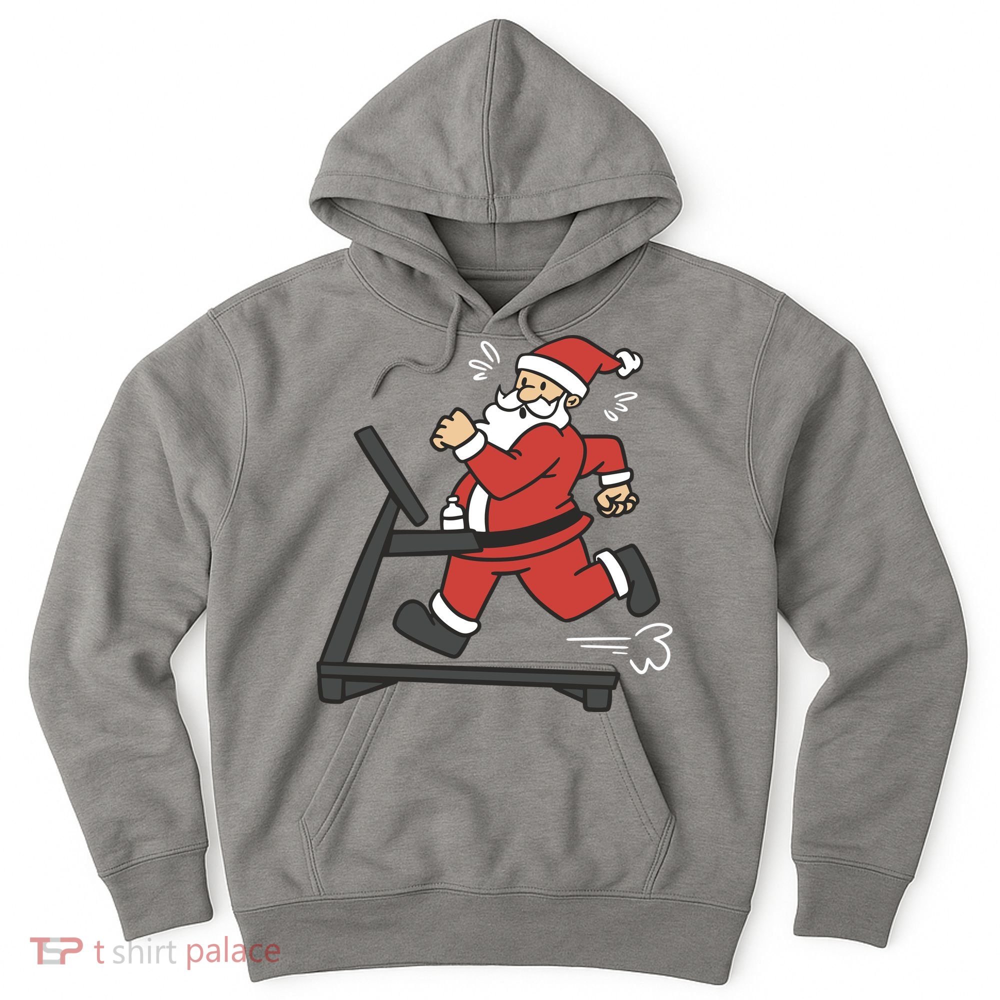 Santa Running On Treadmill Funny Fitness Hoodie