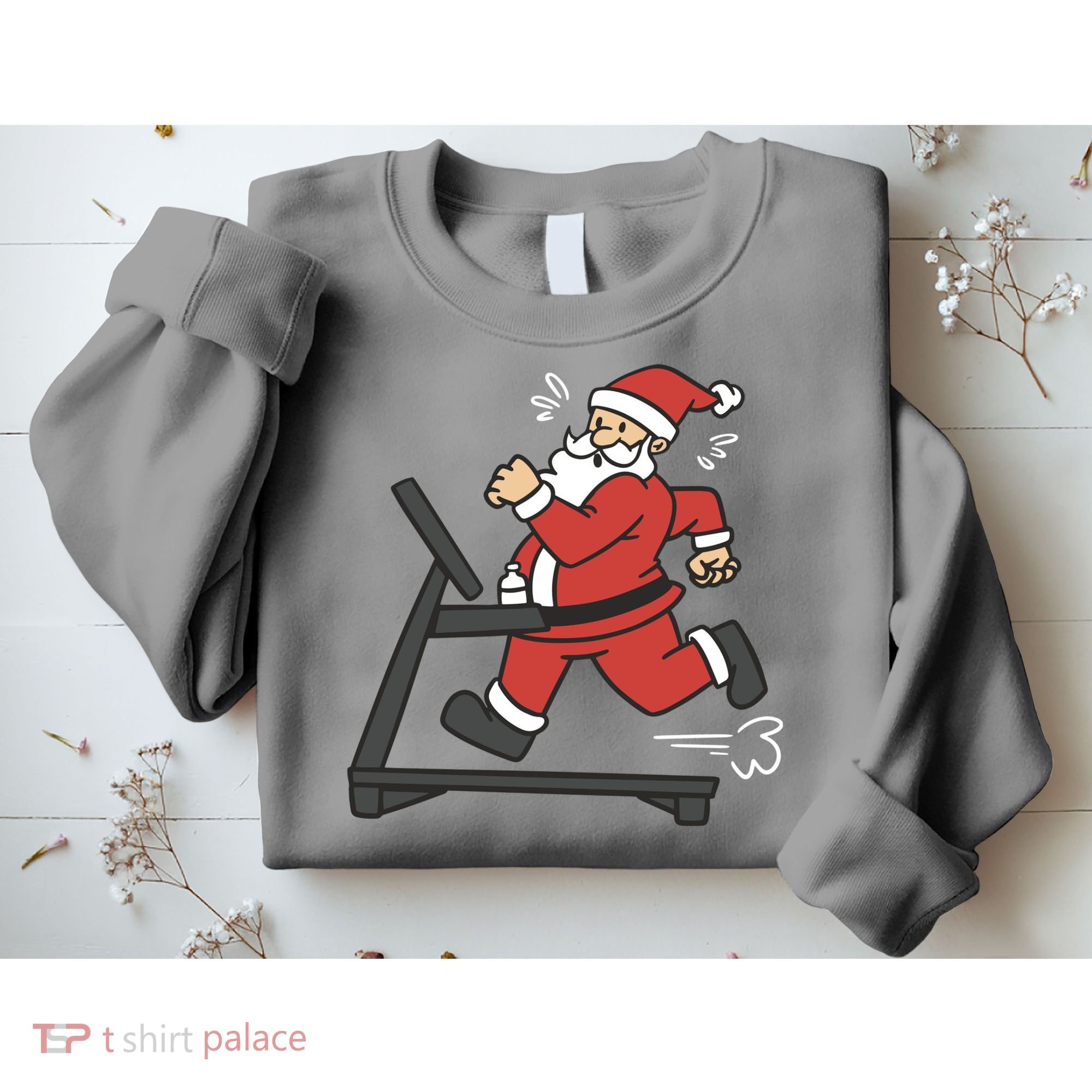 Santa Running On Treadmill Funny Fitness Sweatshirt