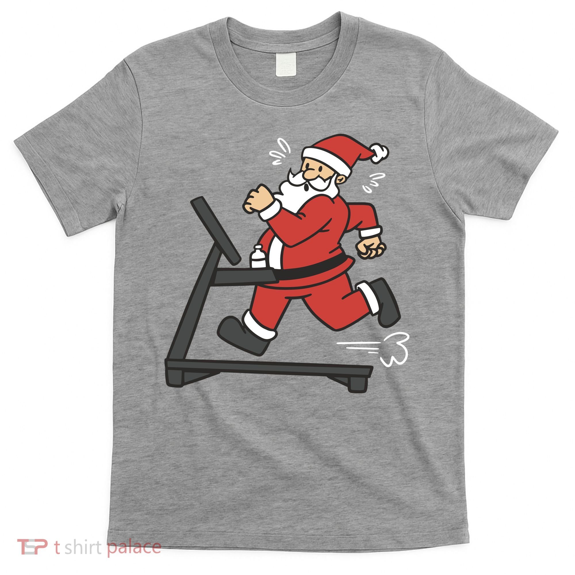 Santa Running On Treadmill Funny Fitness T-Shirt