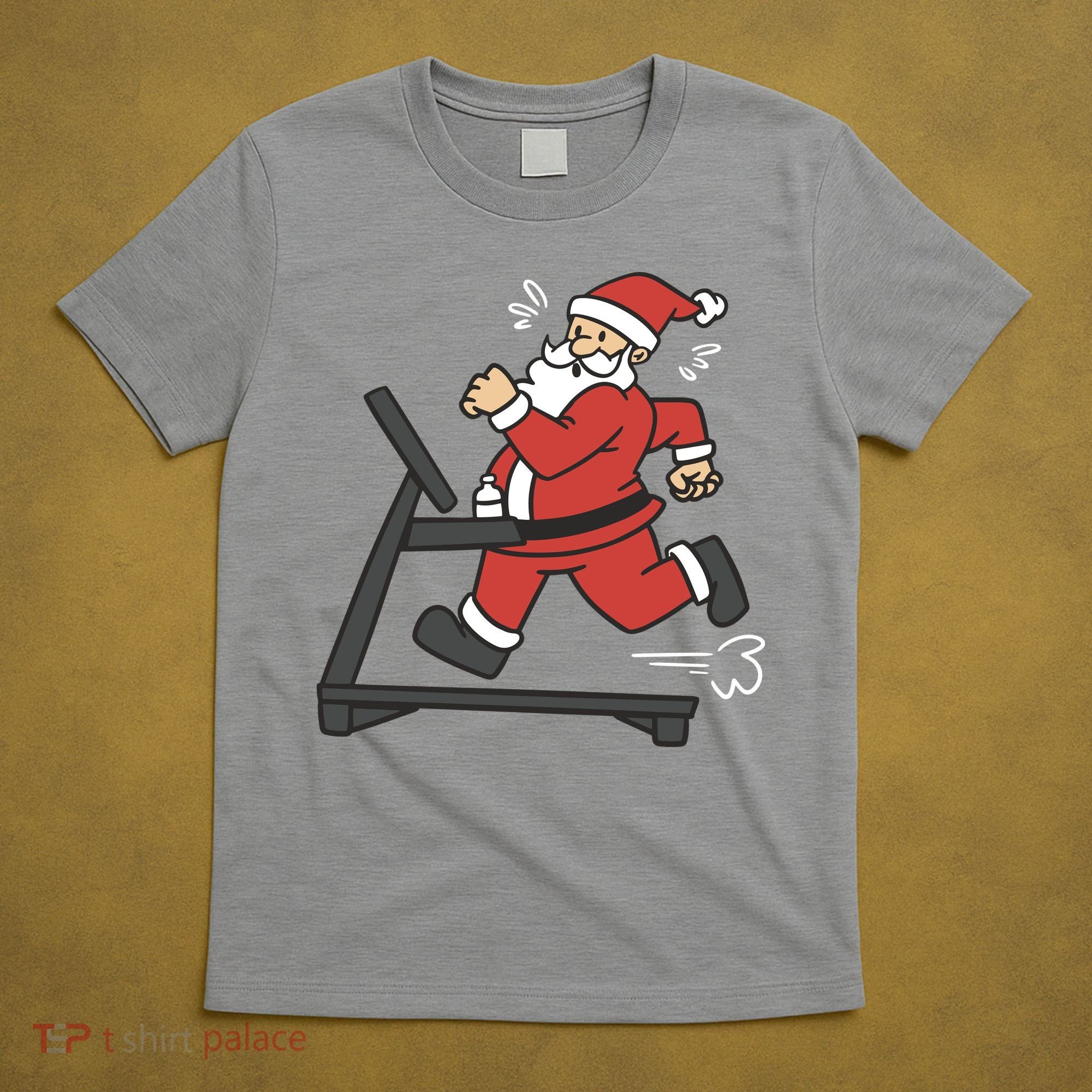 Santa Running On Treadmill Funny Fitness T-Shirt