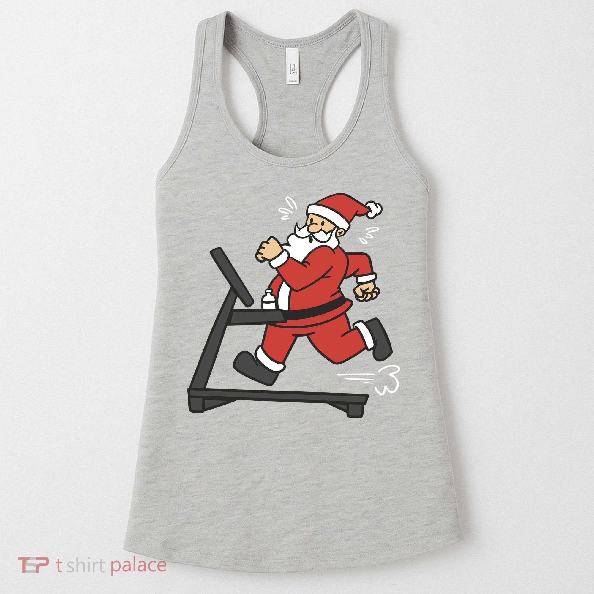 Santa Running On Treadmill Funny Fitness Women's Tank Top