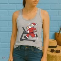Santa Running On Treadmill Funny Fitness Women's Tank Top thumb 2