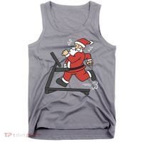 Santa Running On Treadmill Funny Fitness Tank Top thumb 0
