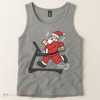 Santa Running On Treadmill Funny Fitness Tank Top thumb 2