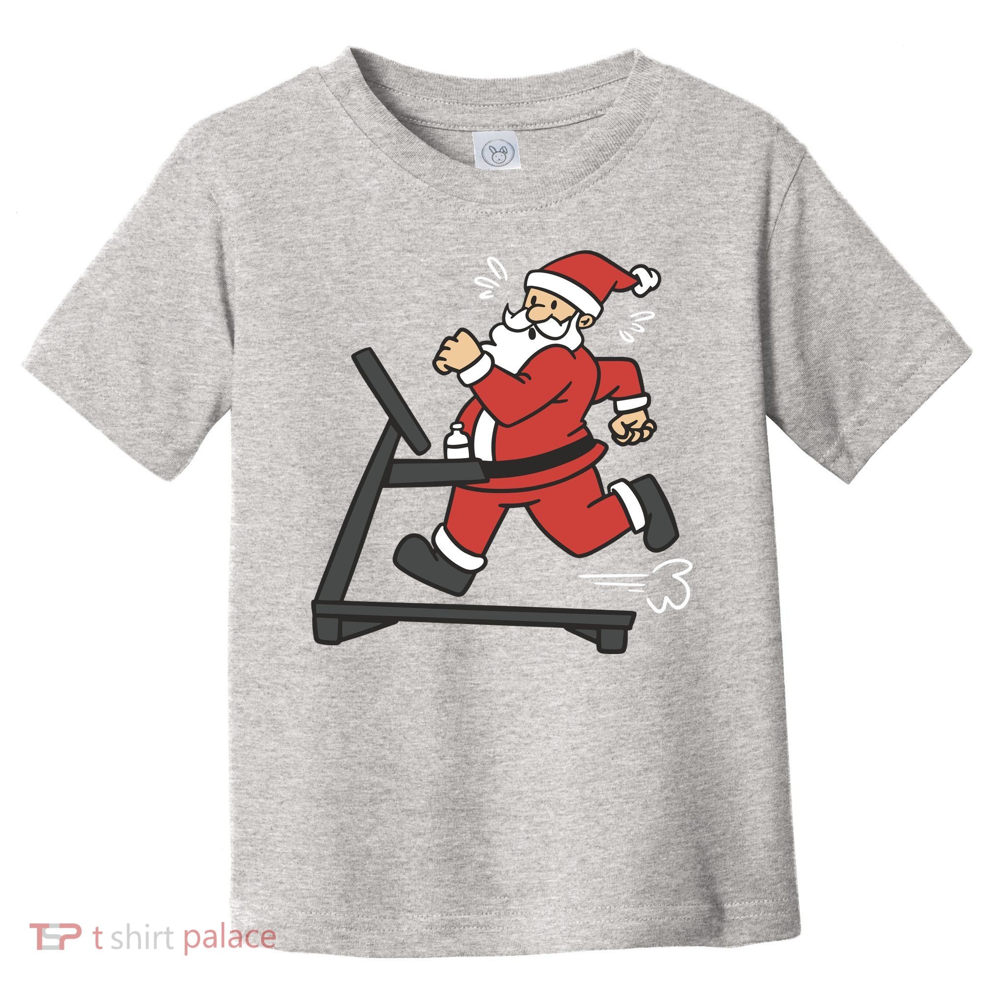 Santa Running On Treadmill Funny Fitness Toddler T-Shirt