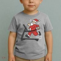 Santa Running On Treadmill Funny Fitness Toddler T-Shirt thumb 2