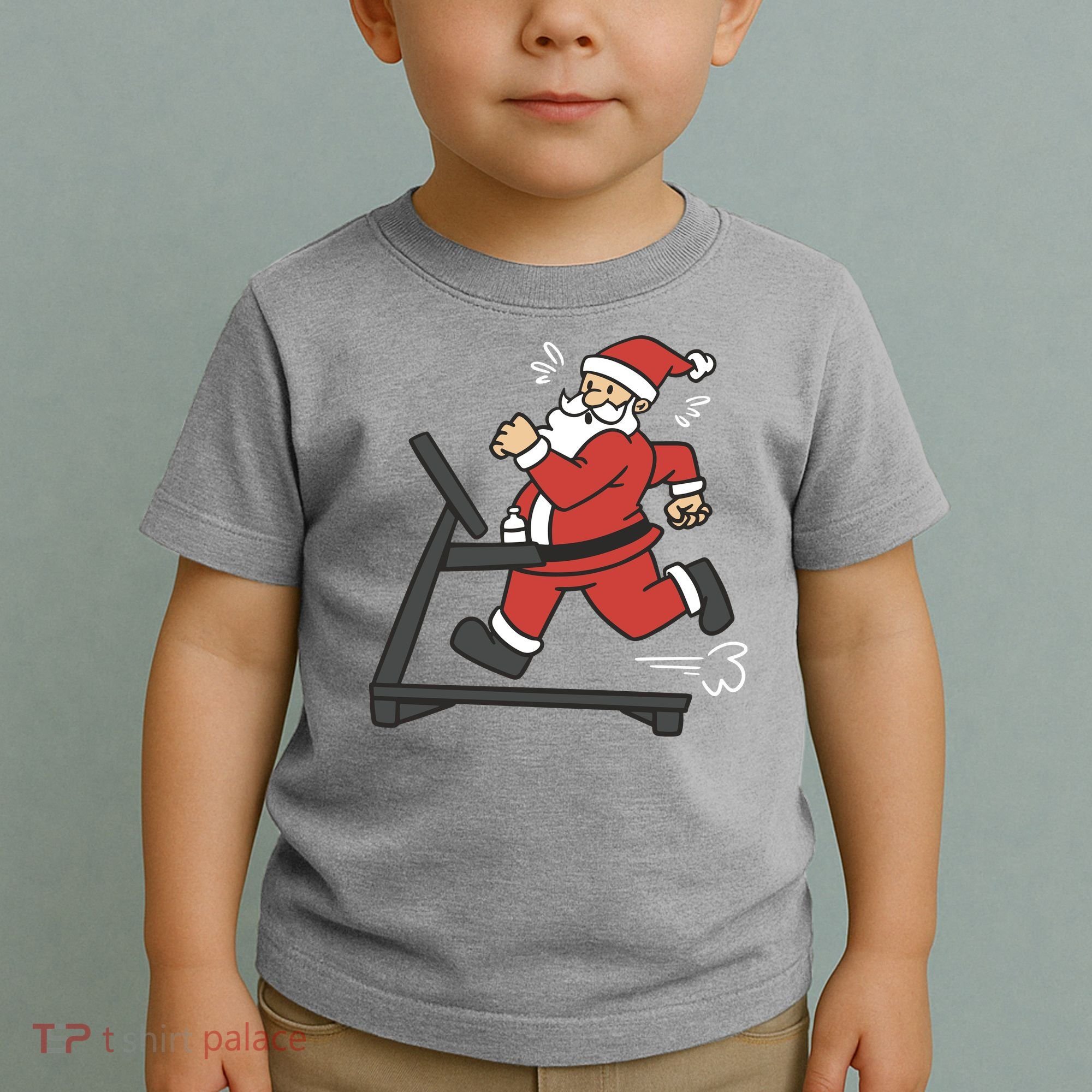 Santa Running On Treadmill Funny Fitness Toddler T-Shirt