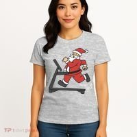 Santa Running On Treadmill Funny Fitness Women's T-Shirt thumb 4