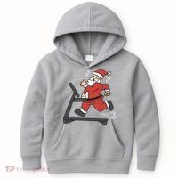 Santa Running On Treadmill Funny Fitness Kids Hoodie thumb 0