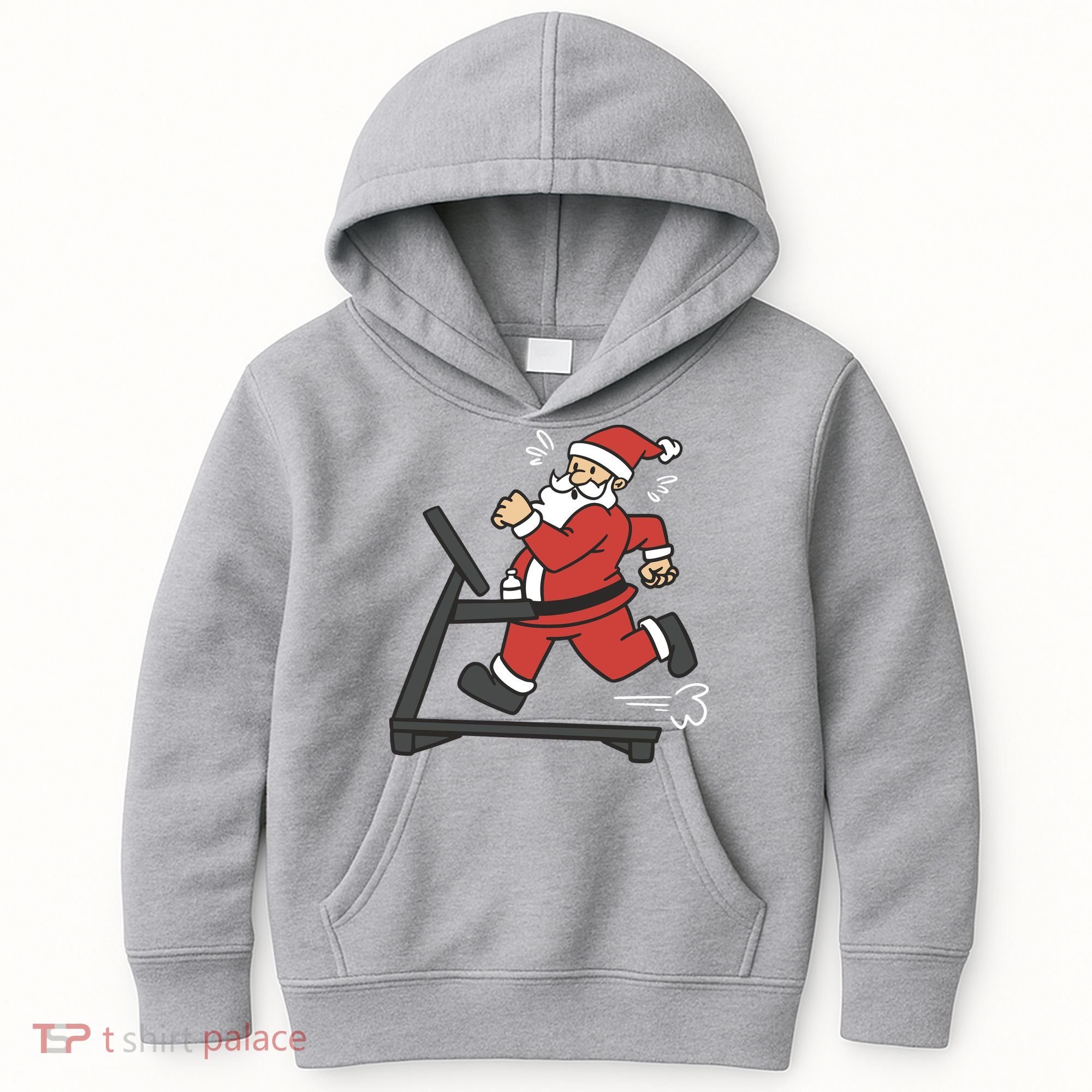 Santa Running On Treadmill Funny Fitness Kids Hoodie