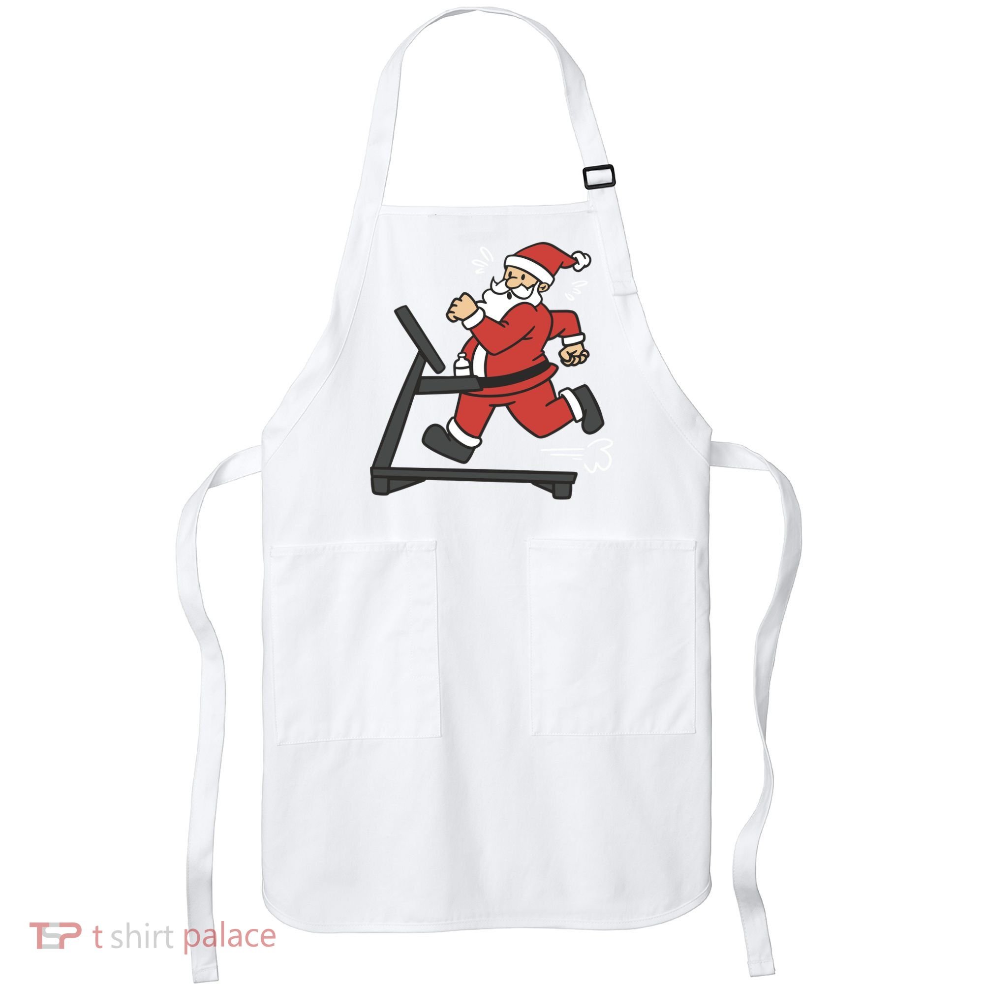 Santa Running On Treadmill Funny Fitness Apron